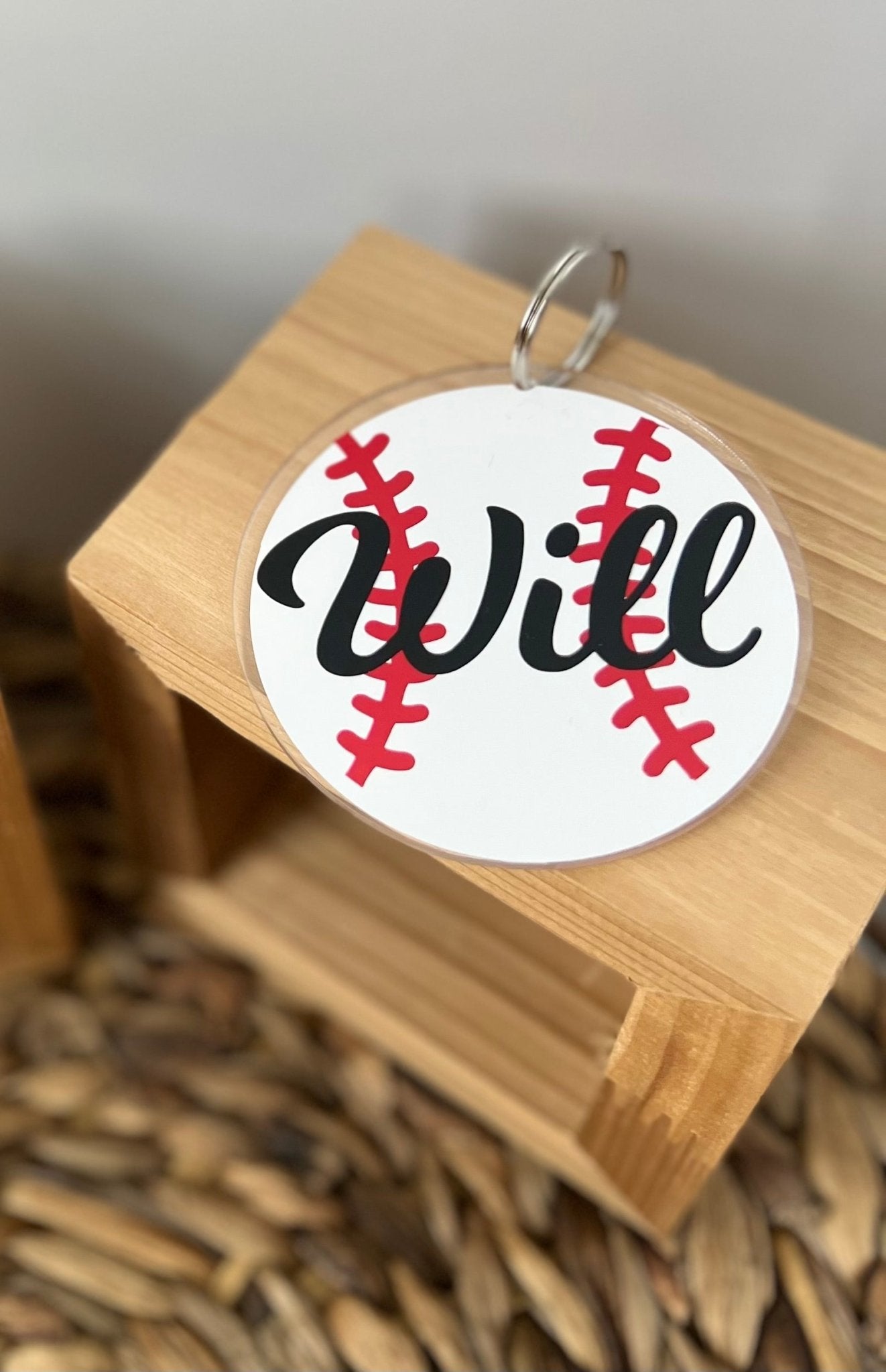 Baseball Bag Tag Acrylic Personalized Keychain - ChambrayandSandCustomGifts