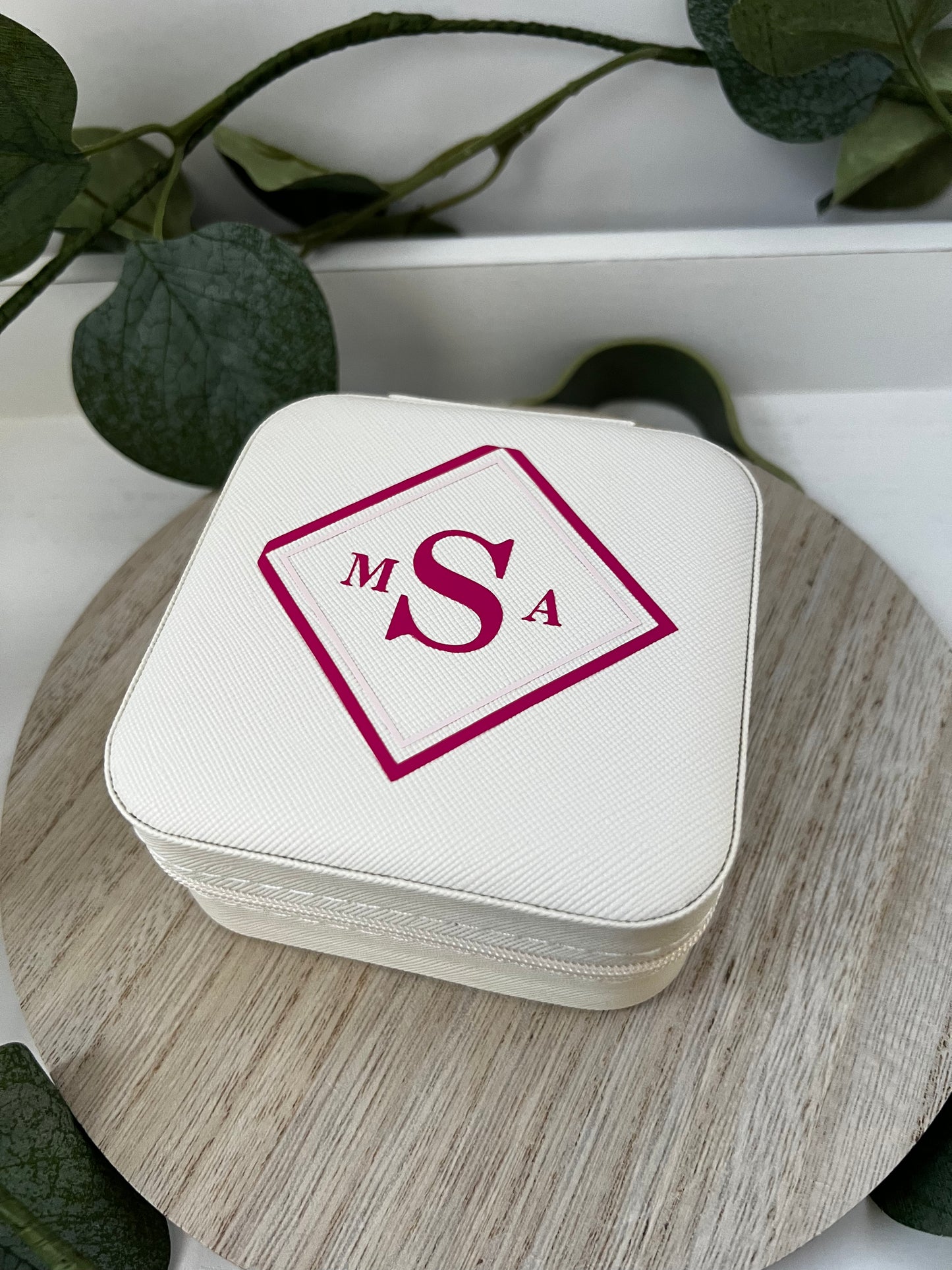 Monogram travel jewelry box - ChambrayandSandCustomGifts