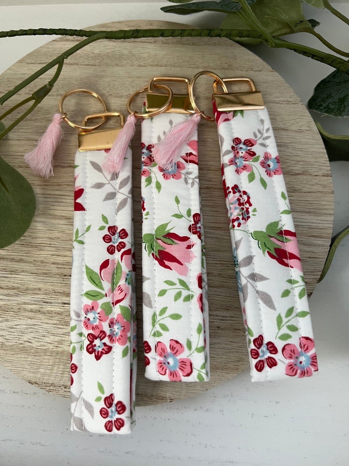 Key Fob Wristlet | Handmade in limited edition fabric| cotton quilted wristlet - ChambrayandSandCustomGifts