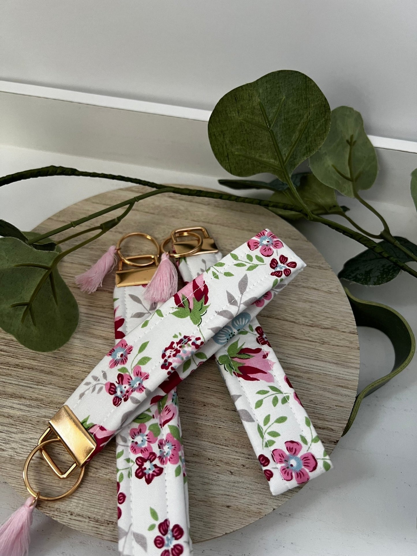 Key Fob Wristlet | Handmade in limited edition fabric| cotton quilted wristlet - ChambrayandSandCustomGifts