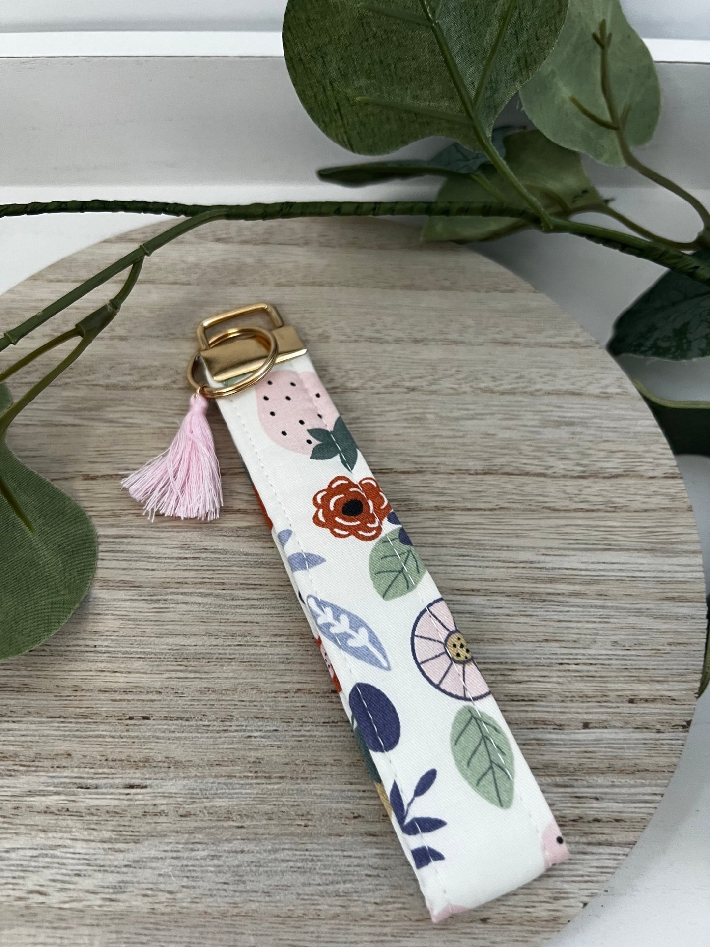Handmade 6" Quilted Key Fob Wristlet in Cotton Fabric - ChambrayandSandCustomGifts
