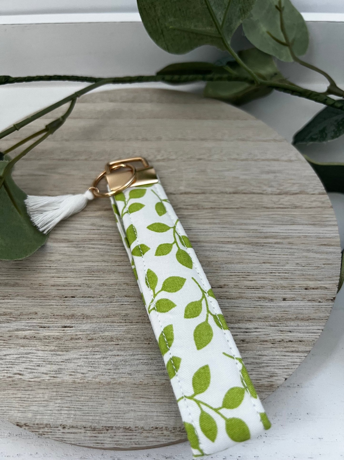 Handmade 6" Quilted Key Fob Wristlet in Cotton Fabric - ChambrayandSandCustomGifts