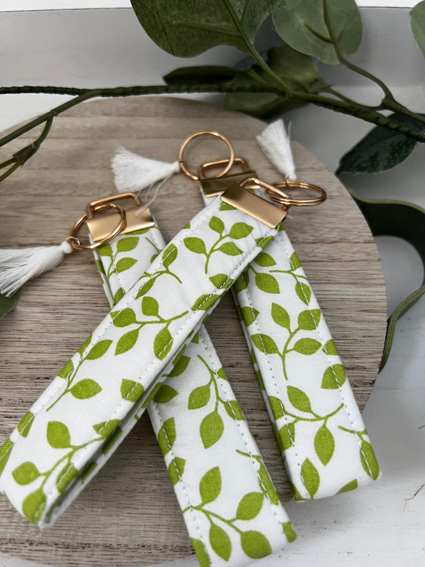 Handmade 6" Quilted Key Fob Wristlet in Cotton Fabric - ChambrayandSandCustomGifts