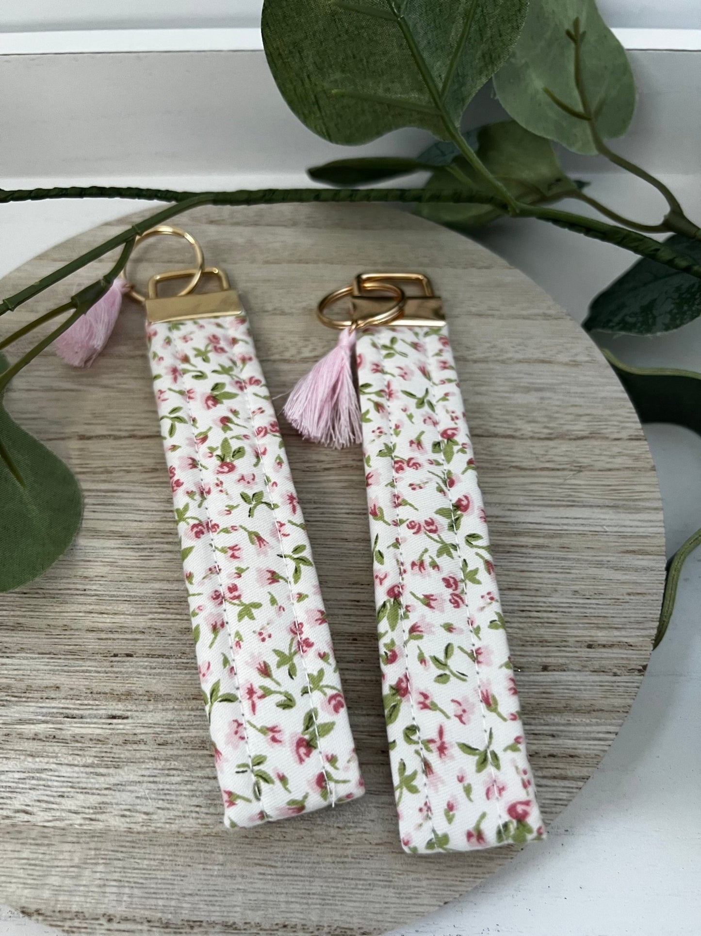 Handmade 6" Quilted Key Fob Wristlet in Cotton Fabric - ChambrayandSandCustomGifts