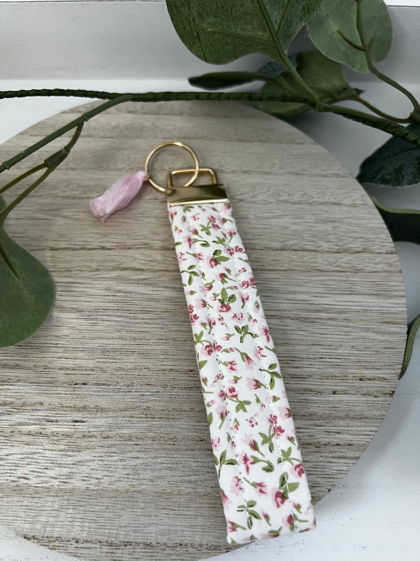 Handmade 6" Quilted Key Fob Wristlet in Cotton Fabric - ChambrayandSandCustomGifts