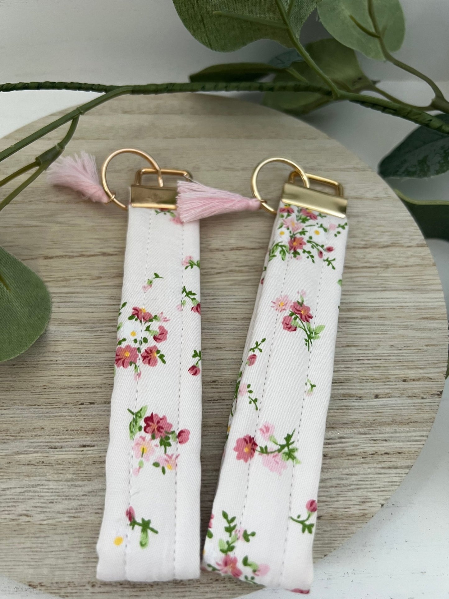 Handmade 6" Quilted Key Fob Wristlet in Cotton Fabric - ChambrayandSandCustomGifts