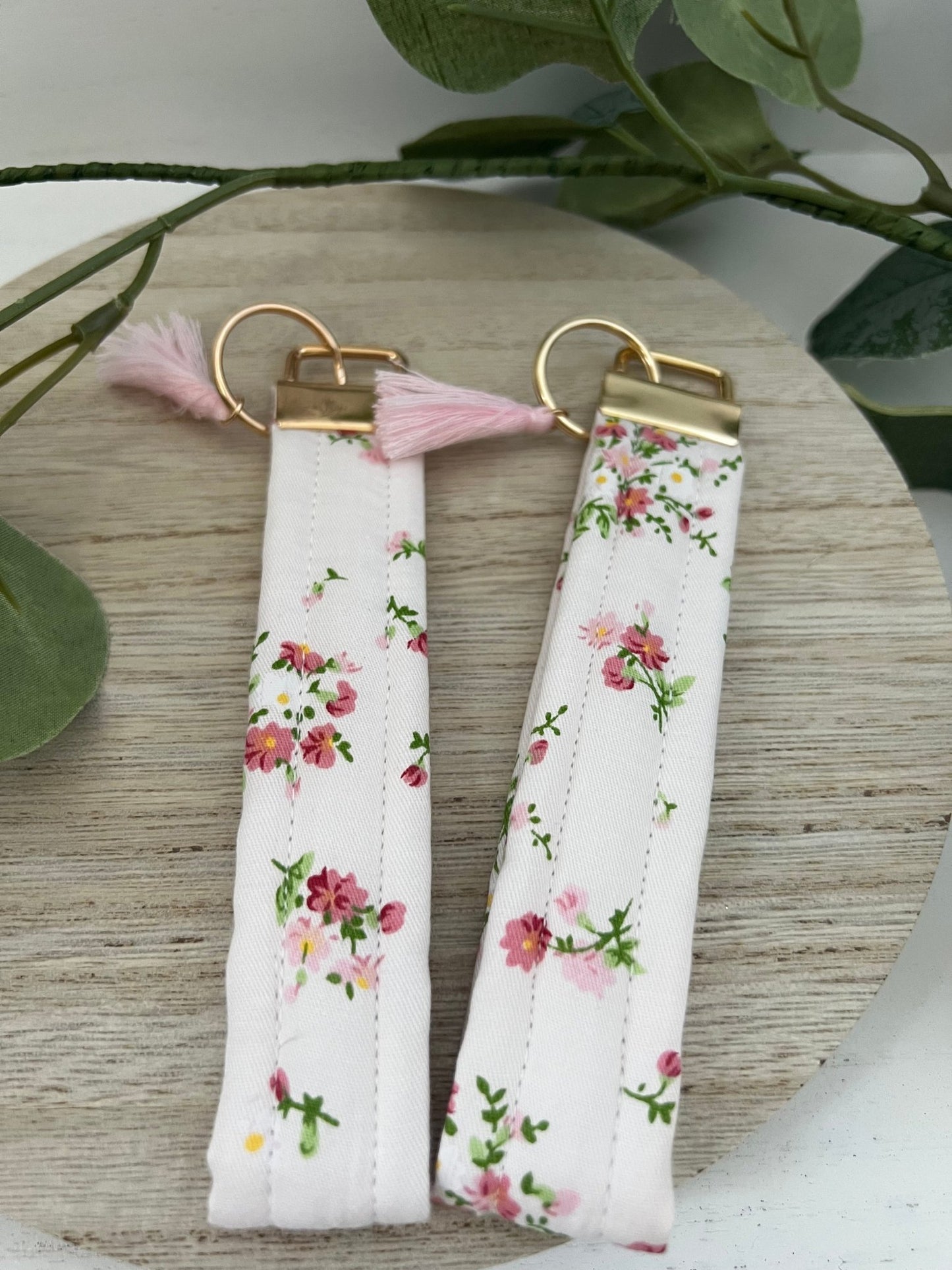 Handmade 6" Quilted Key Fob Wristlet in Cotton Fabric - ChambrayandSandCustomGifts