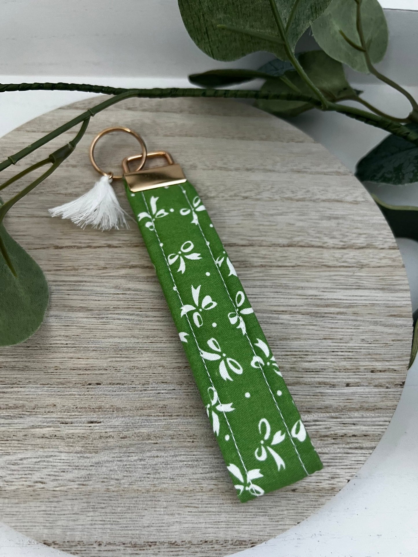 Handmade 6" Quilted Key Fob Wristlet in Cotton Fabric - ChambrayandSandCustomGifts