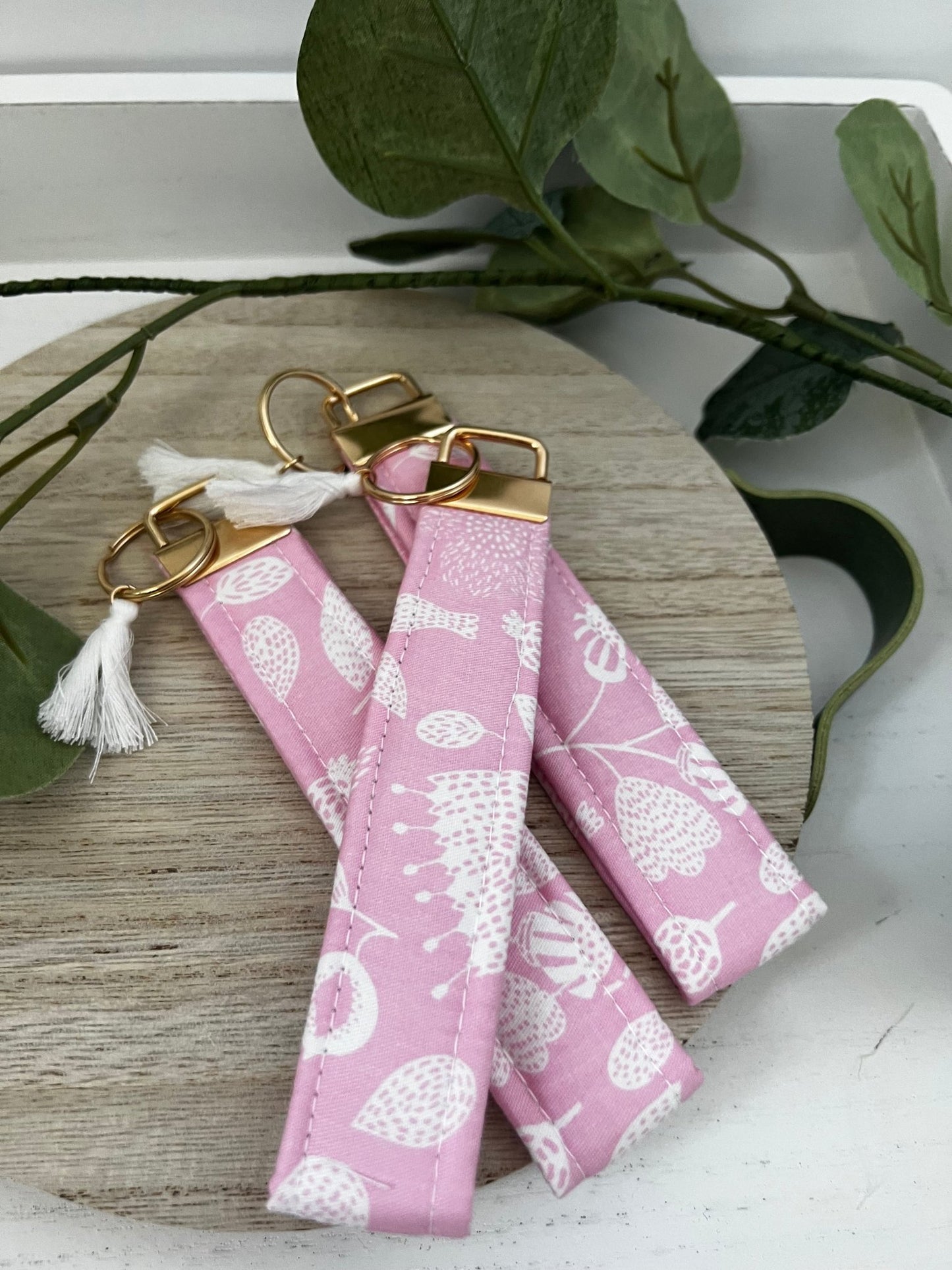 Handmade 6" Quilted Key Fob Wristlet in Cotton Fabric - ChambrayandSandCustomGifts