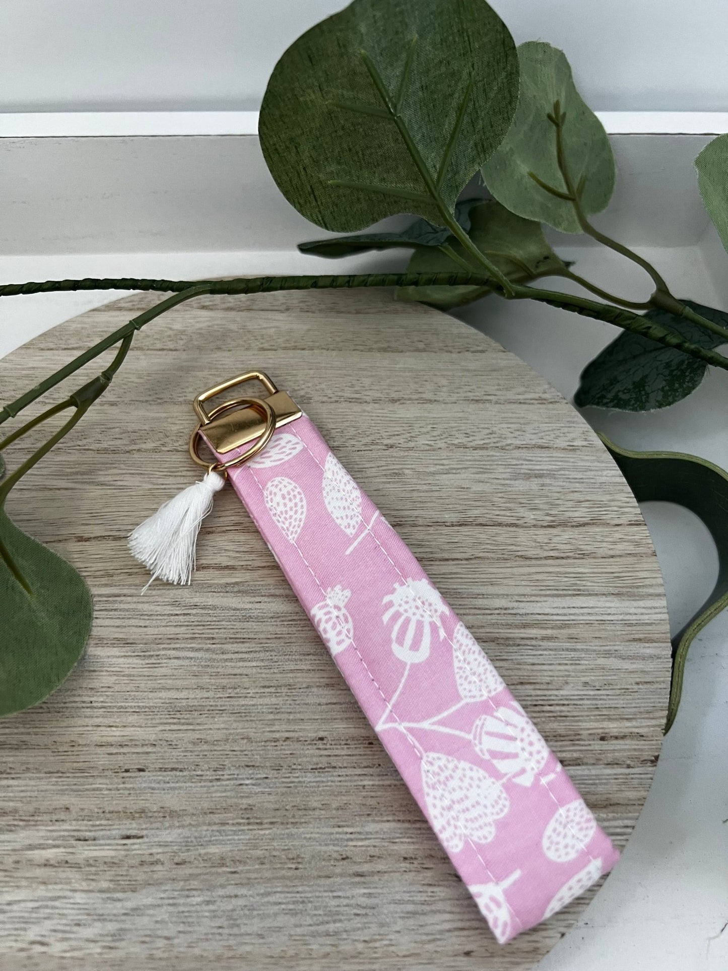 Handmade 6" Quilted Key Fob Wristlet in Cotton Fabric - ChambrayandSandCustomGifts