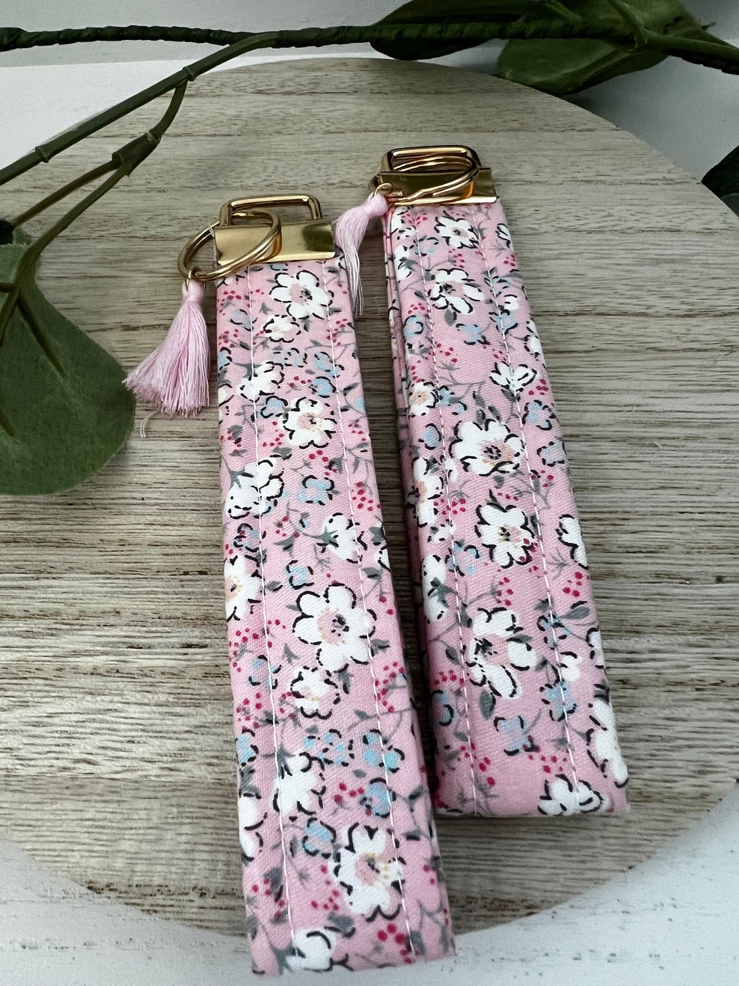 Handmade 6" Quilted Key Fob Wristlet in Cotton Fabric - ChambrayandSandCustomGifts