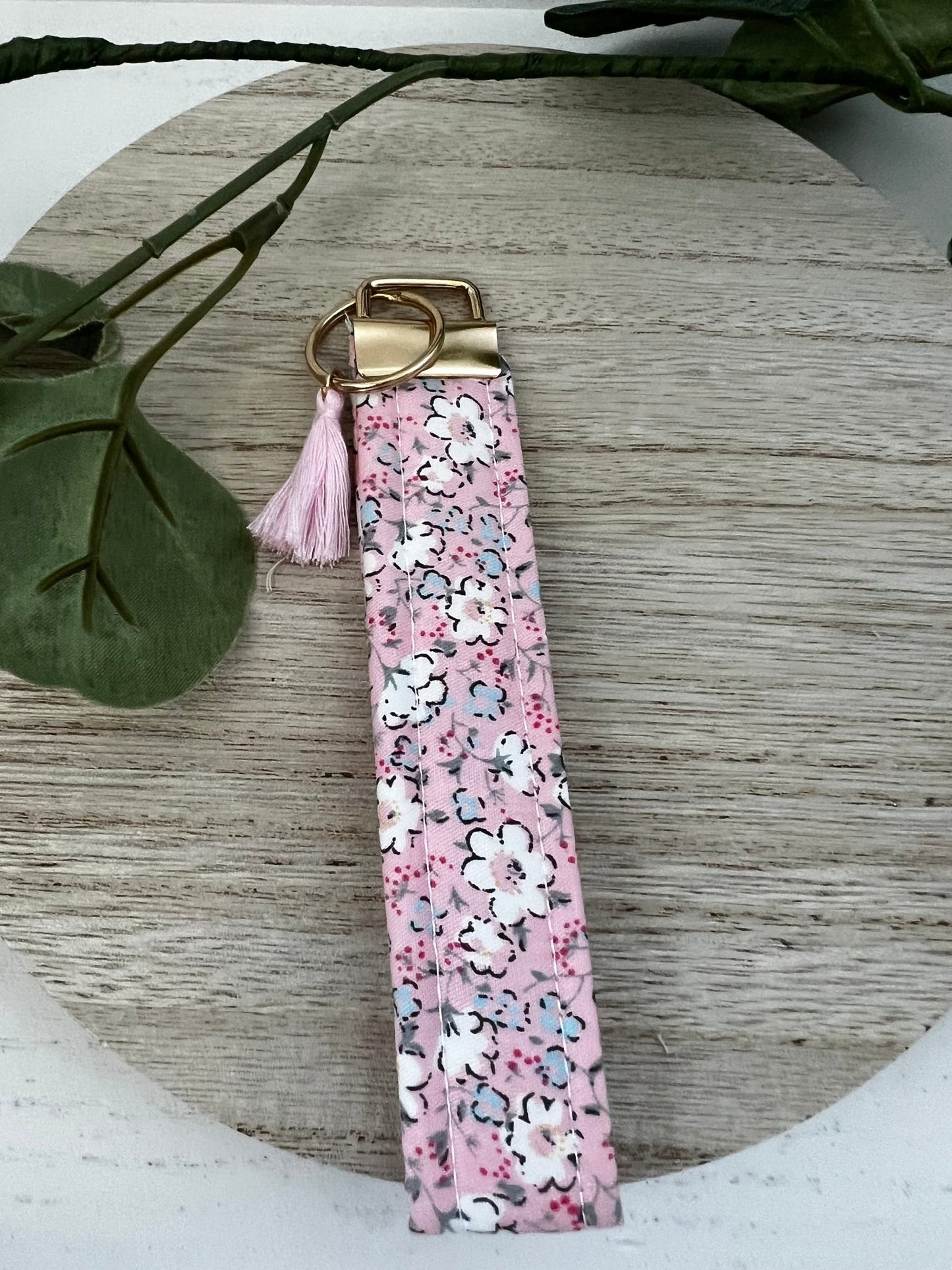 Handmade 6" Quilted Key Fob Wristlet in Cotton Fabric - ChambrayandSandCustomGifts