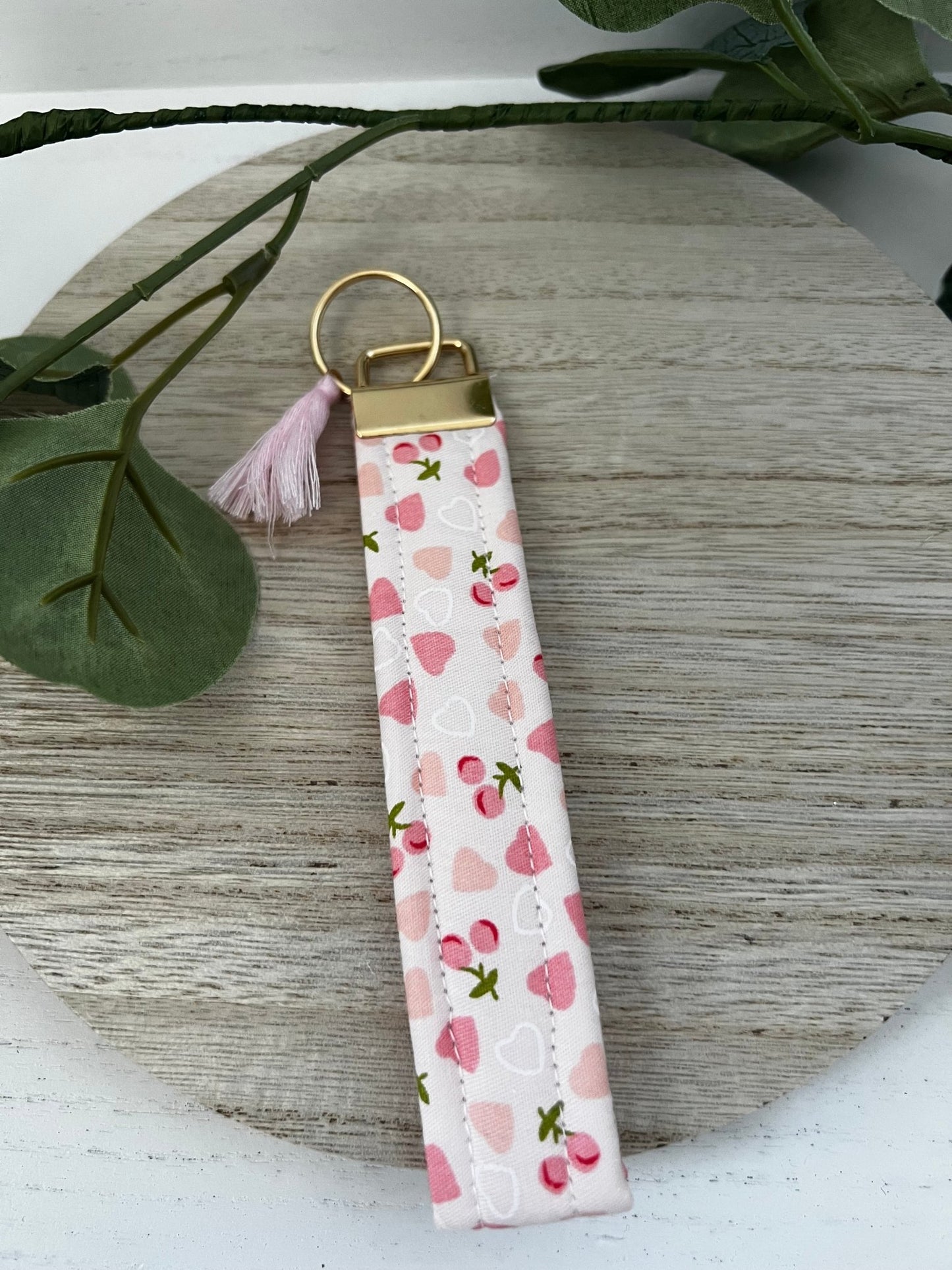 Handmade 6" Quilted Key Fob Wristlet in Cotton Fabric - ChambrayandSandCustomGifts
