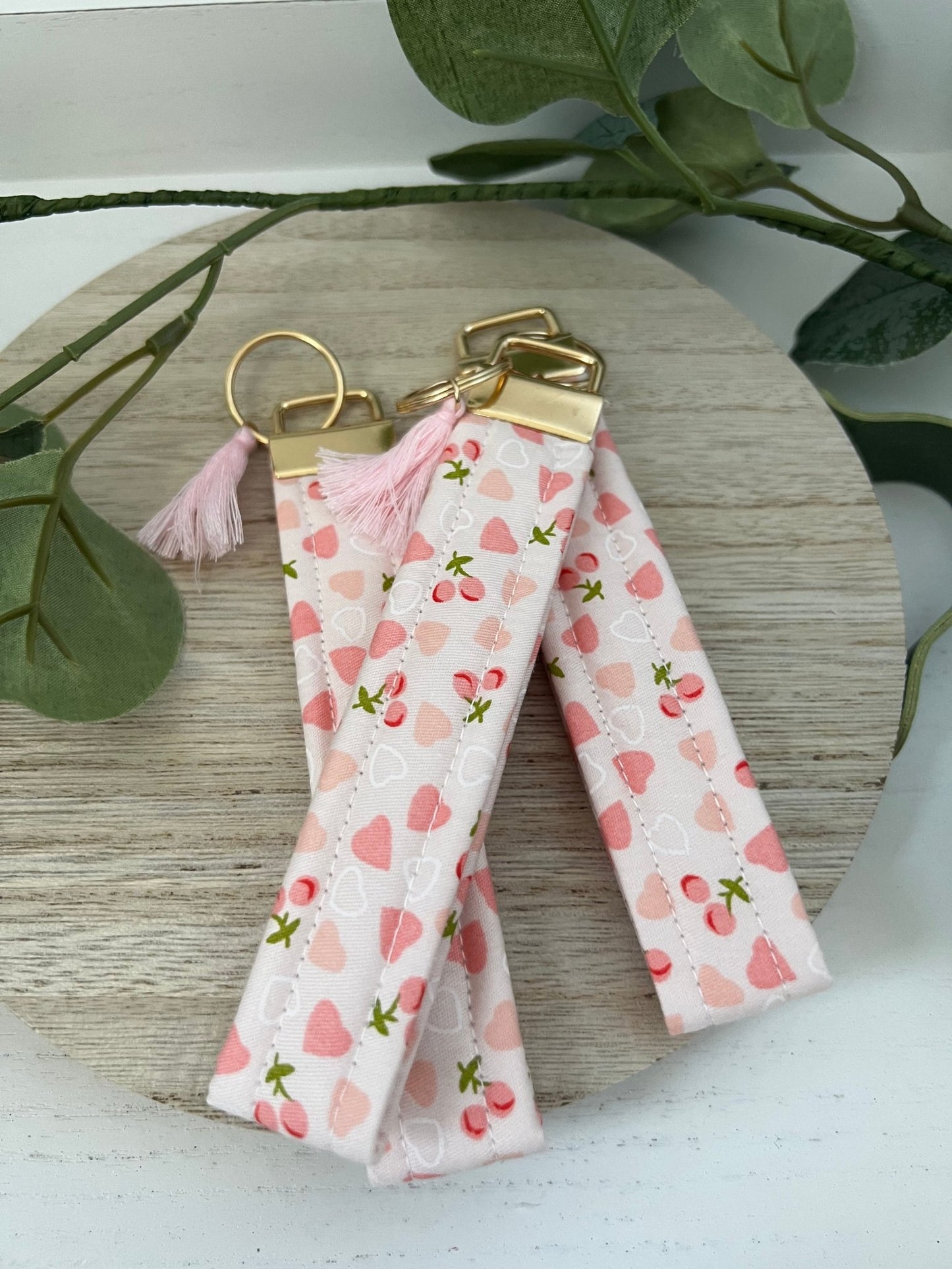 Handmade 6" Quilted Key Fob Wristlet in Cotton Fabric - ChambrayandSandCustomGifts