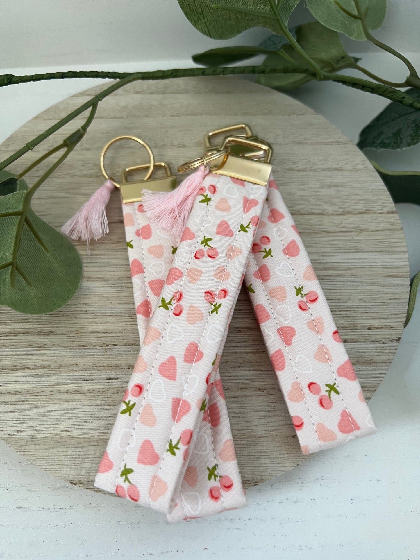 Handmade 6" Quilted Key Fob Wristlet in Cotton Fabric - ChambrayandSandCustomGifts
