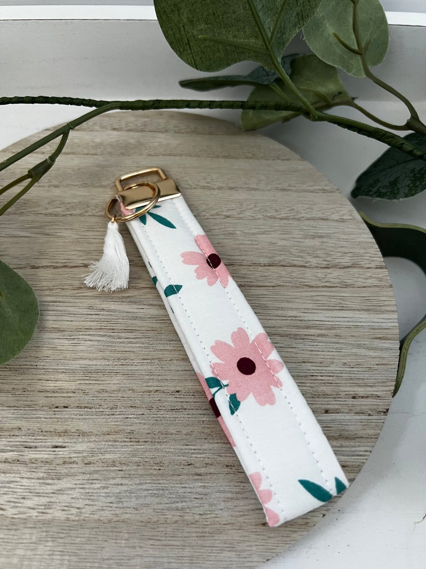 Handmade 6" Quilted Key Fob Wristlet in Cotton Fabric - ChambrayandSandCustomGifts