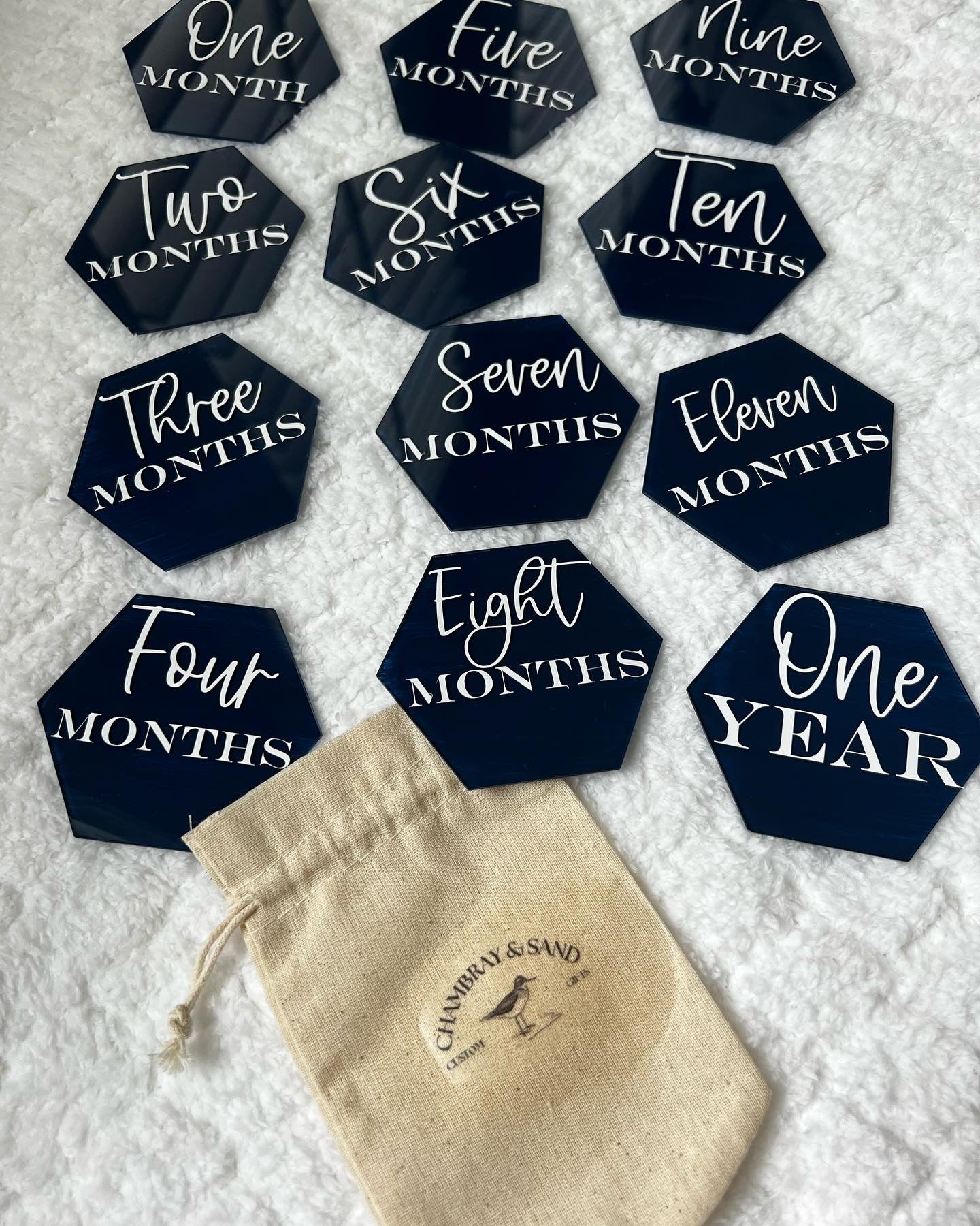 Newborn Milestone Marker Monthly Set - ChambrayandSandCustomGifts