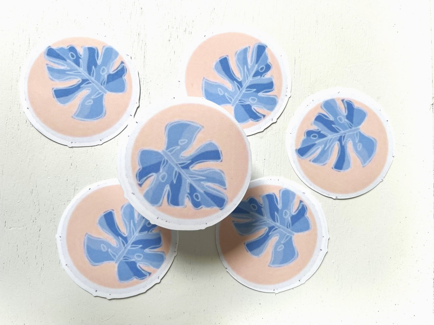 Original Design Blue Palm Water Resistant Sticker - ChambrayandSandCustomGifts