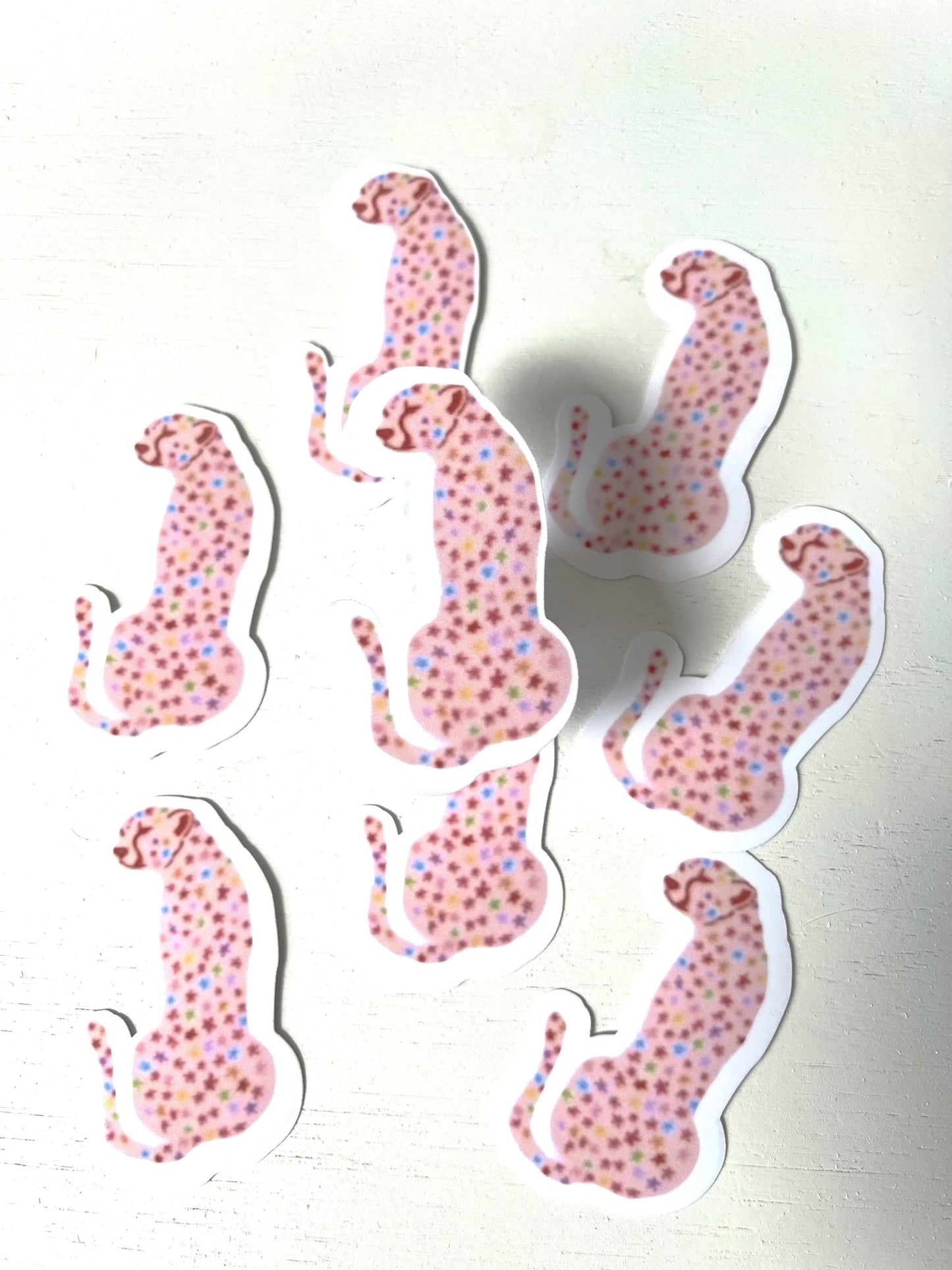Original Design Pink Rainbow Leopard Water Resistant sticker - ChambrayandSandCustomGifts