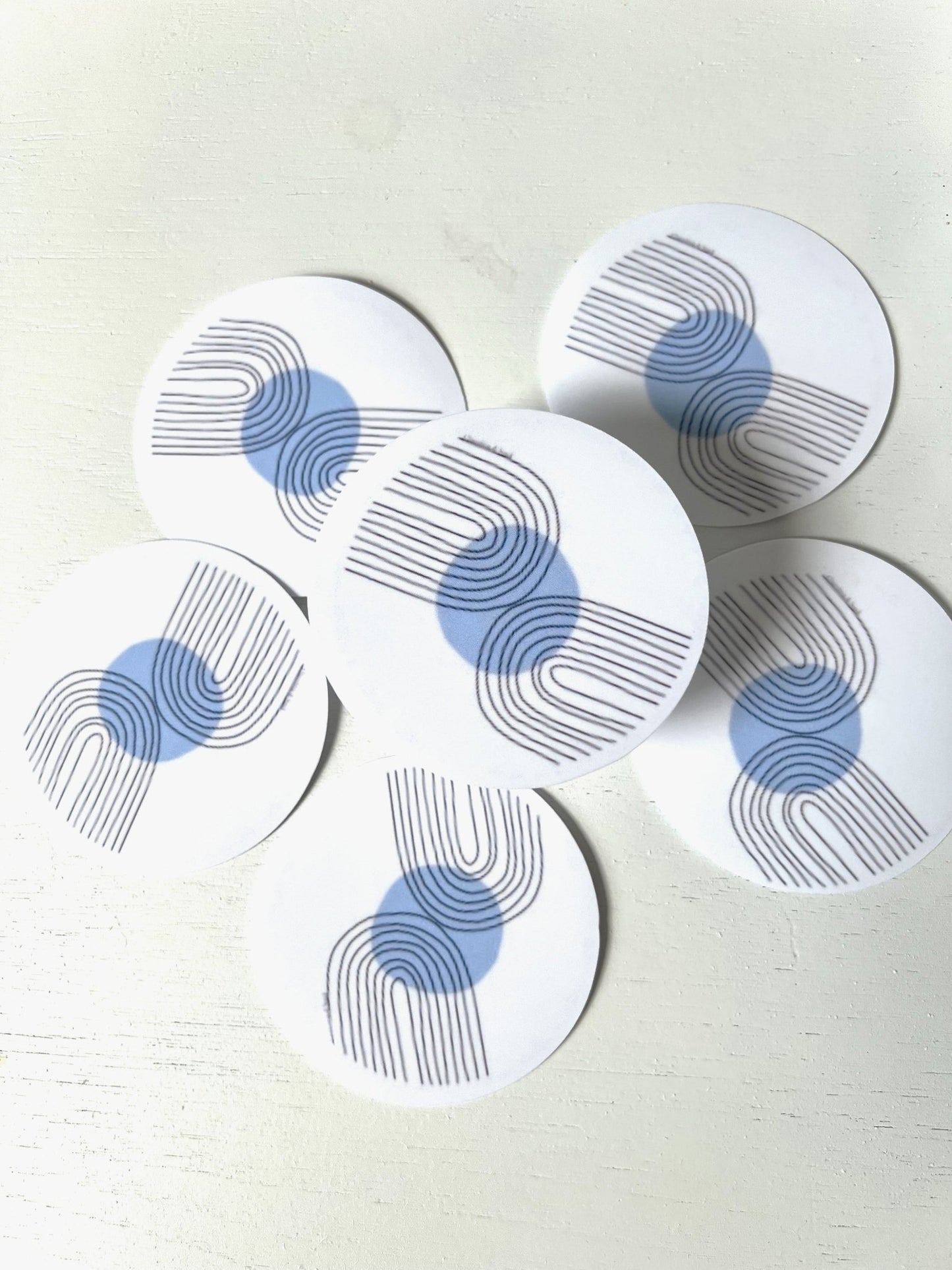 Original Design Rainbow with Blue Sphere Water Resistant Sticker - ChambrayandSandCustomGifts