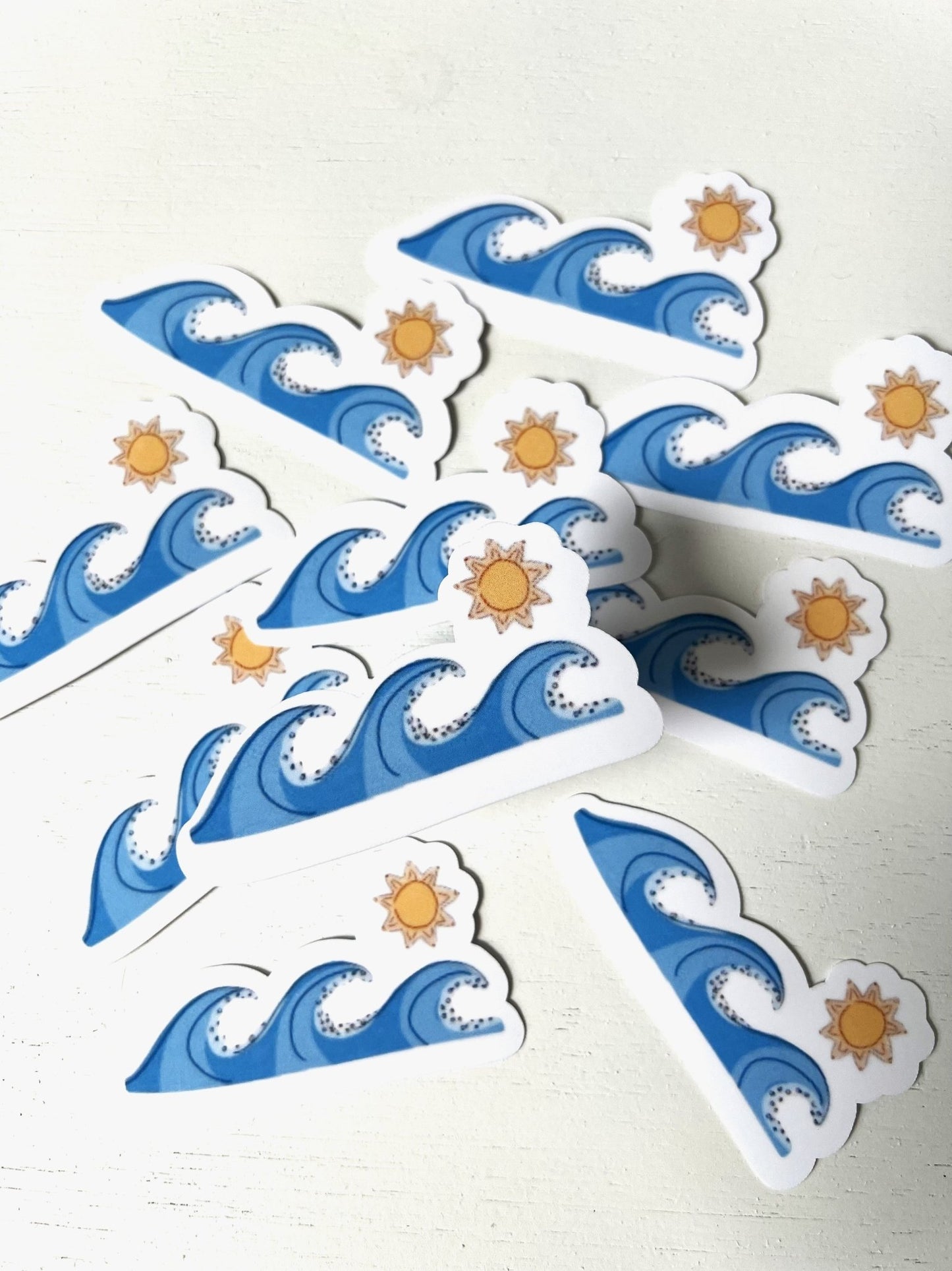 Original Design Waves and Sun Water Resistant | Summer Vibes Sticker - ChambrayandSandCustomGifts