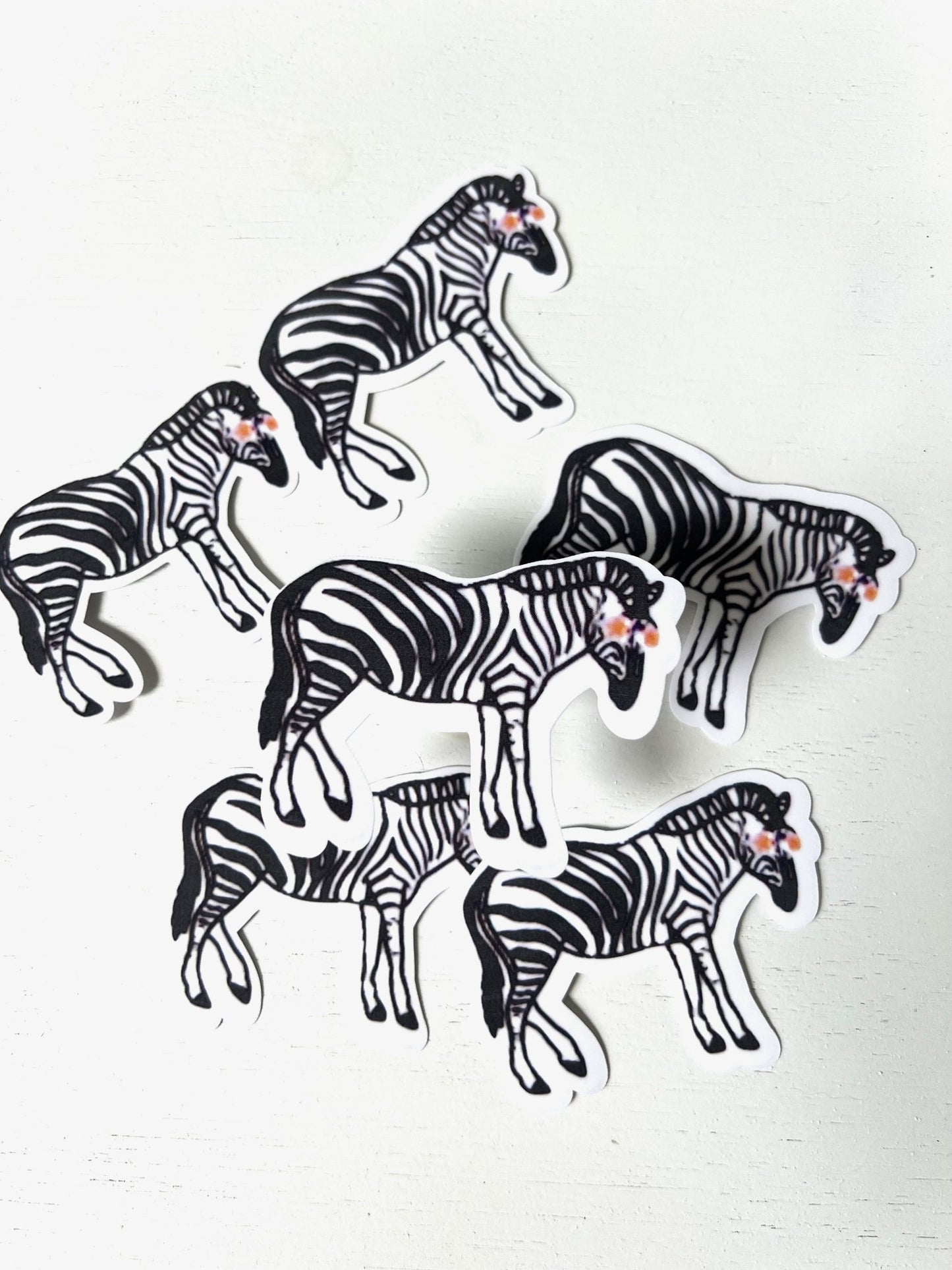 Original Design Zebra with Pink Shades Water Resistant Sticker - ChambrayandSandCustomGifts