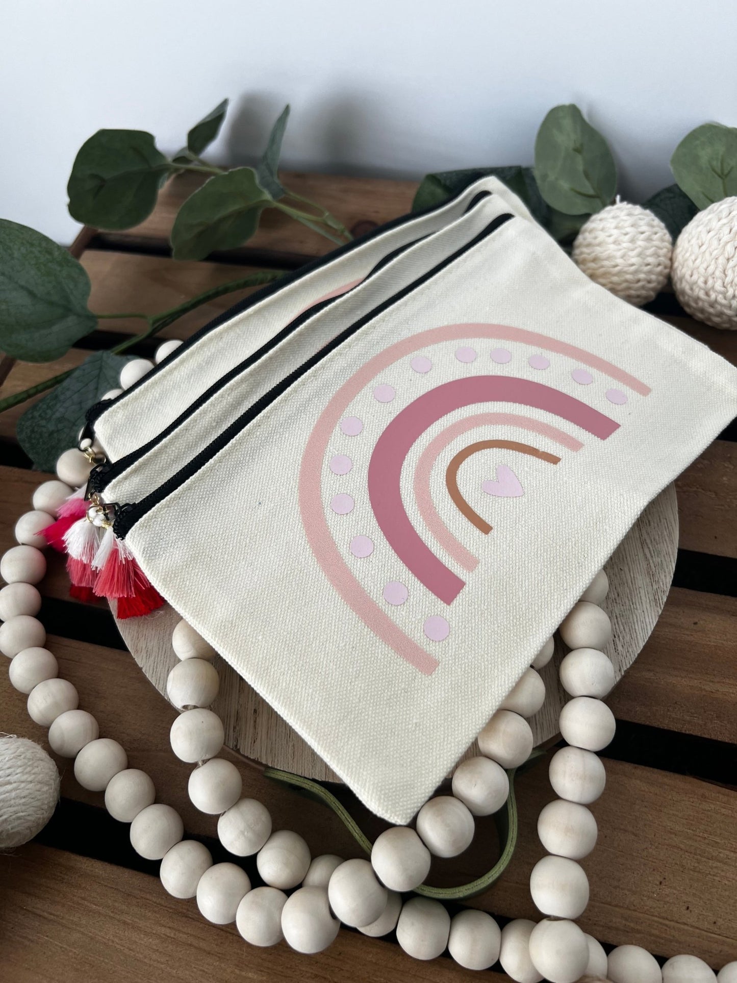 Pastel Rainbow Zippered Pencil Pouch | Student zippered pouch | Teacher Gift | School Days - ChambrayandSandCustomGifts