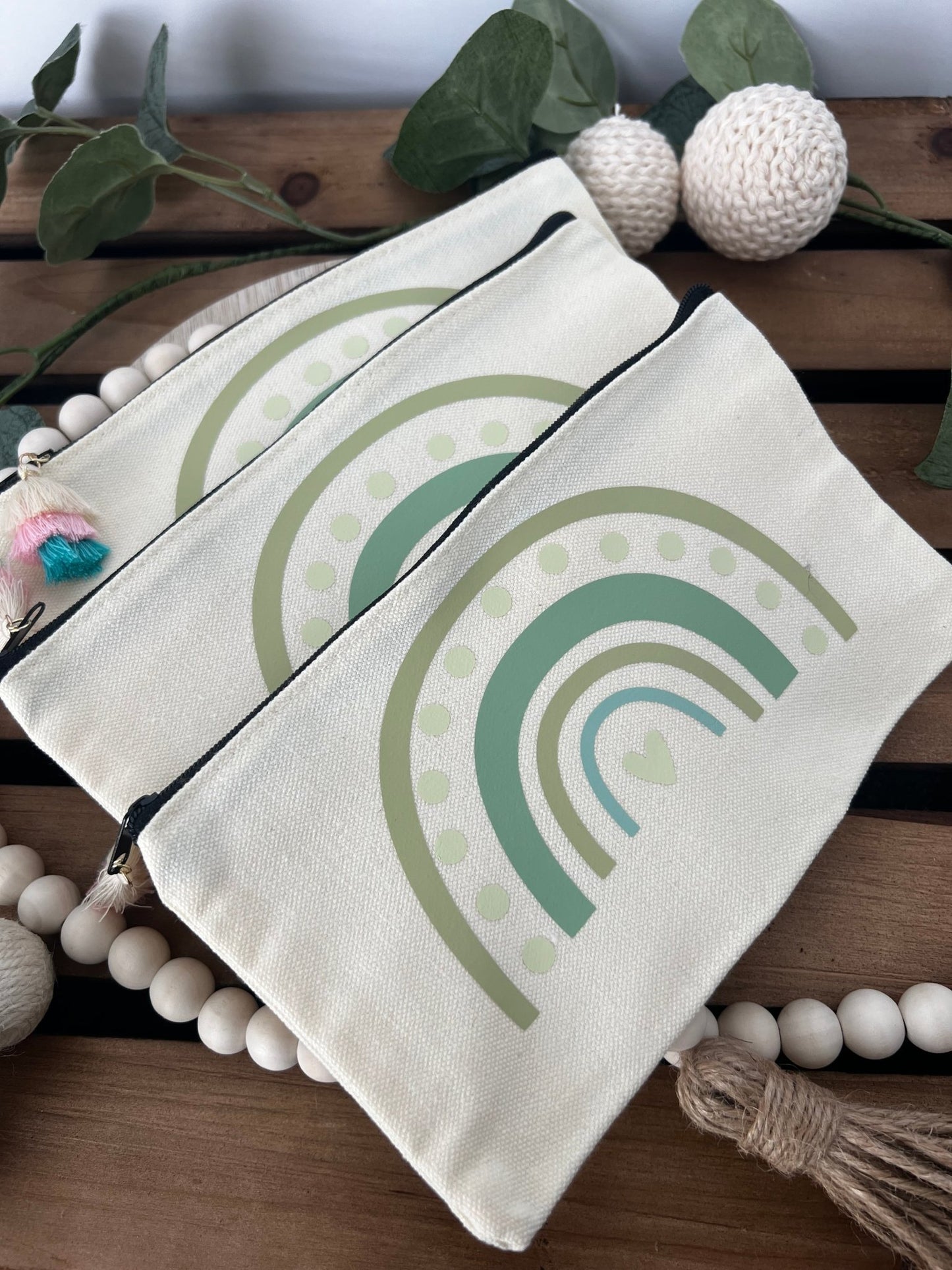 Pastel Rainbow Zippered Pencil Pouch | Student zippered pouch | Teacher Gift | School Days - ChambrayandSandCustomGifts