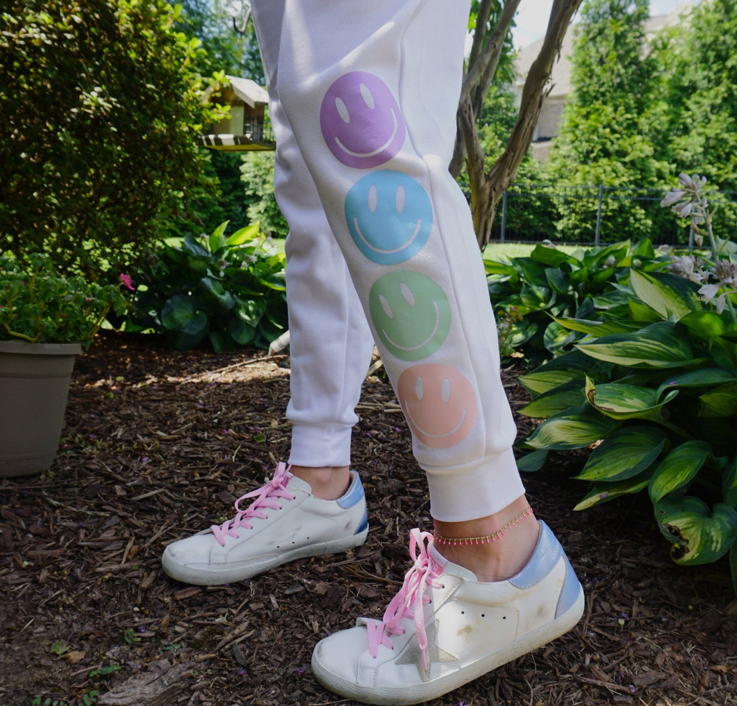 Pastel Smile trendy and unique jogger style sweatpants with pockets - ChambrayandSandCustomGifts