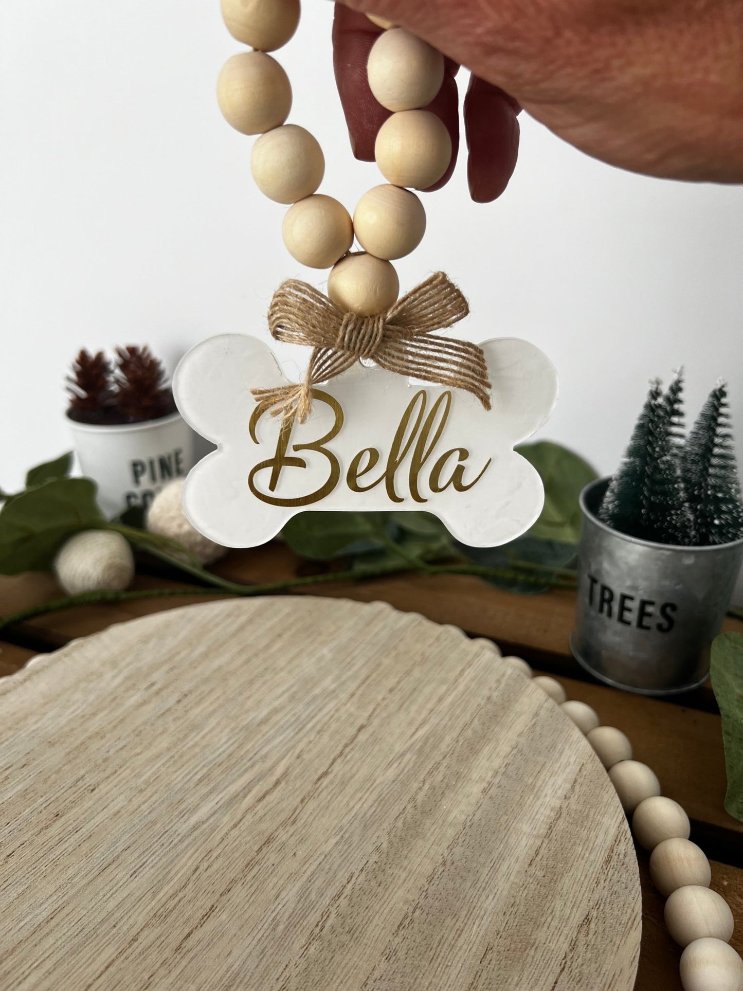 Personalized Acrylic Dog Bone Tree Ornament - Custom Pet Name Christmas Decor - ChambrayandSandCustomGifts