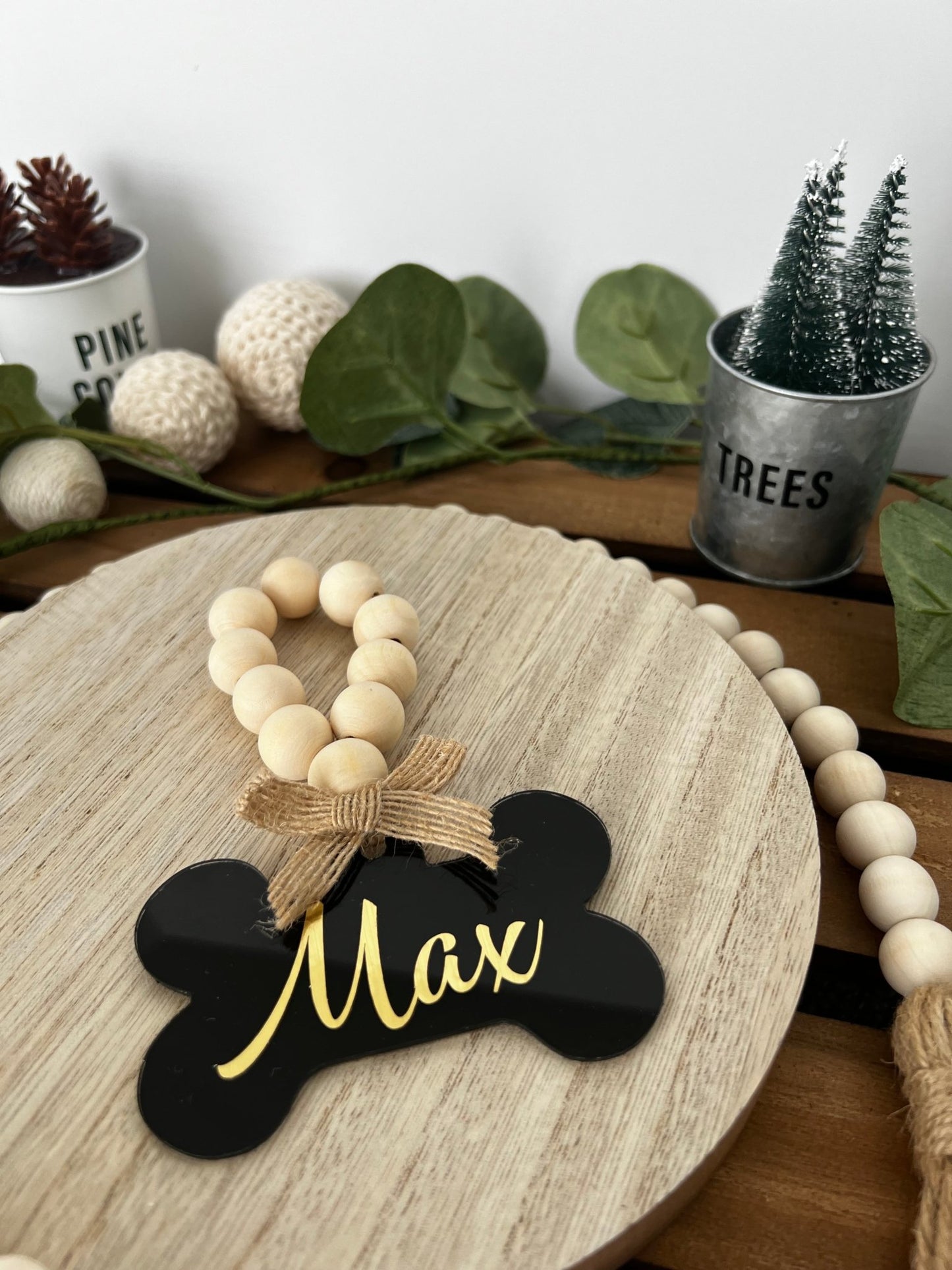 Personalized Acrylic Dog Bone Tree Ornament - Custom Pet Name Christmas Decor - ChambrayandSandCustomGifts
