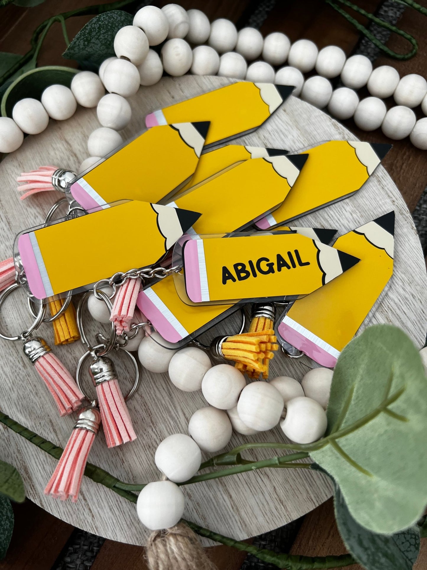 Personalized Pencil Keychain - ChambrayandSandCustomGifts