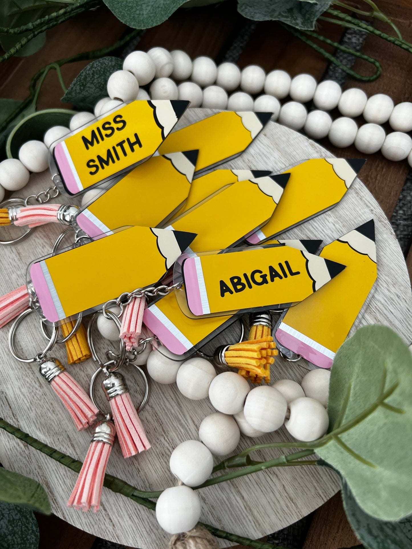 Personalized Pencil Keychain - ChambrayandSandCustomGifts