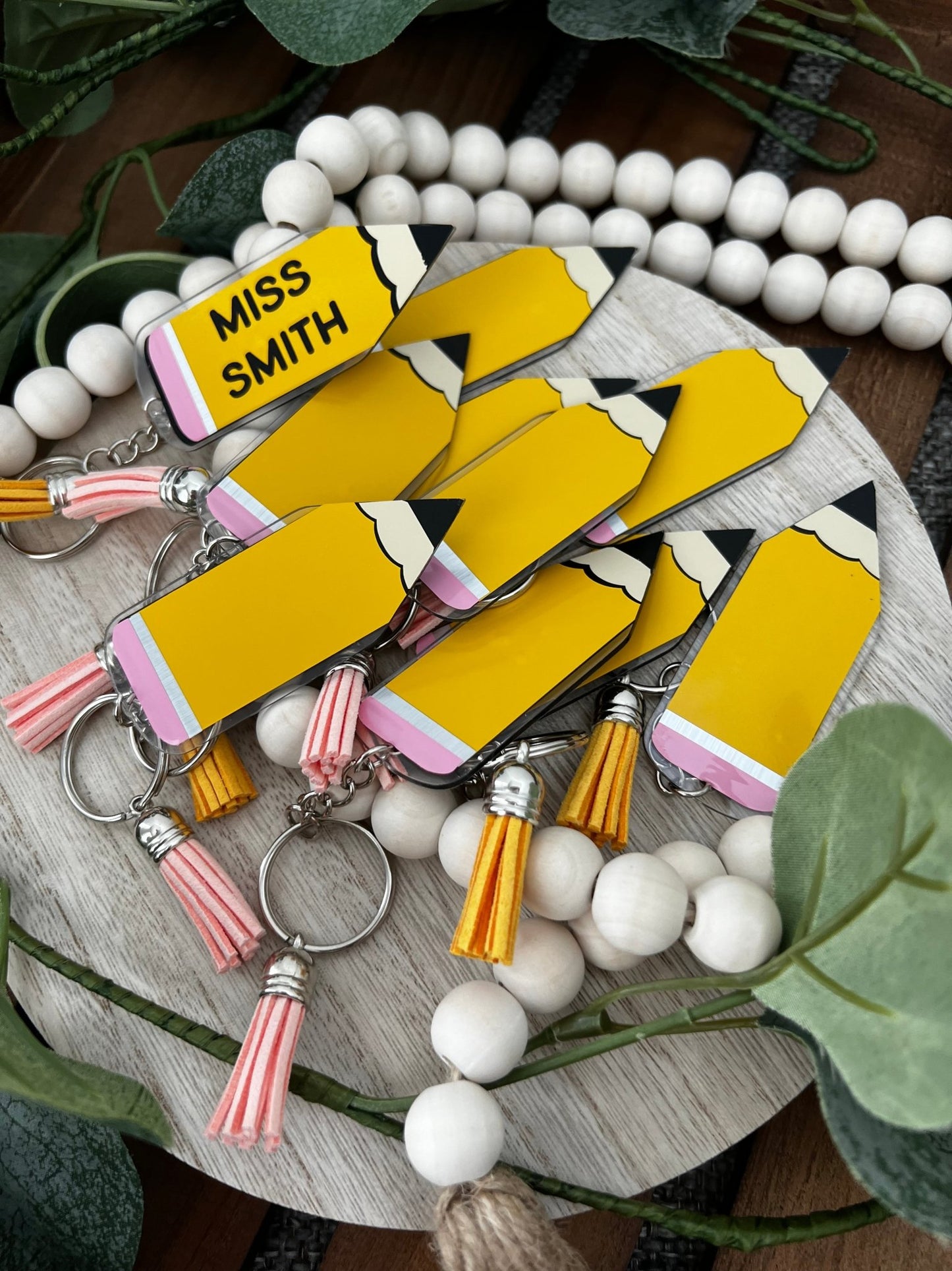 Personalized Pencil Keychain - ChambrayandSandCustomGifts