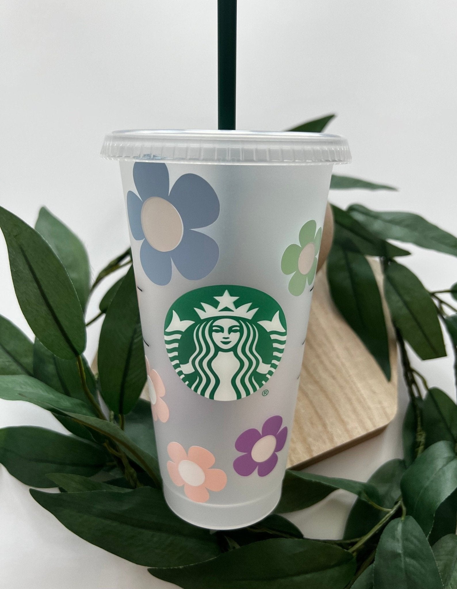 Venti 24oz Retro Flower Reusable Starbucks Cup- ChambrayandSandCustomGifts