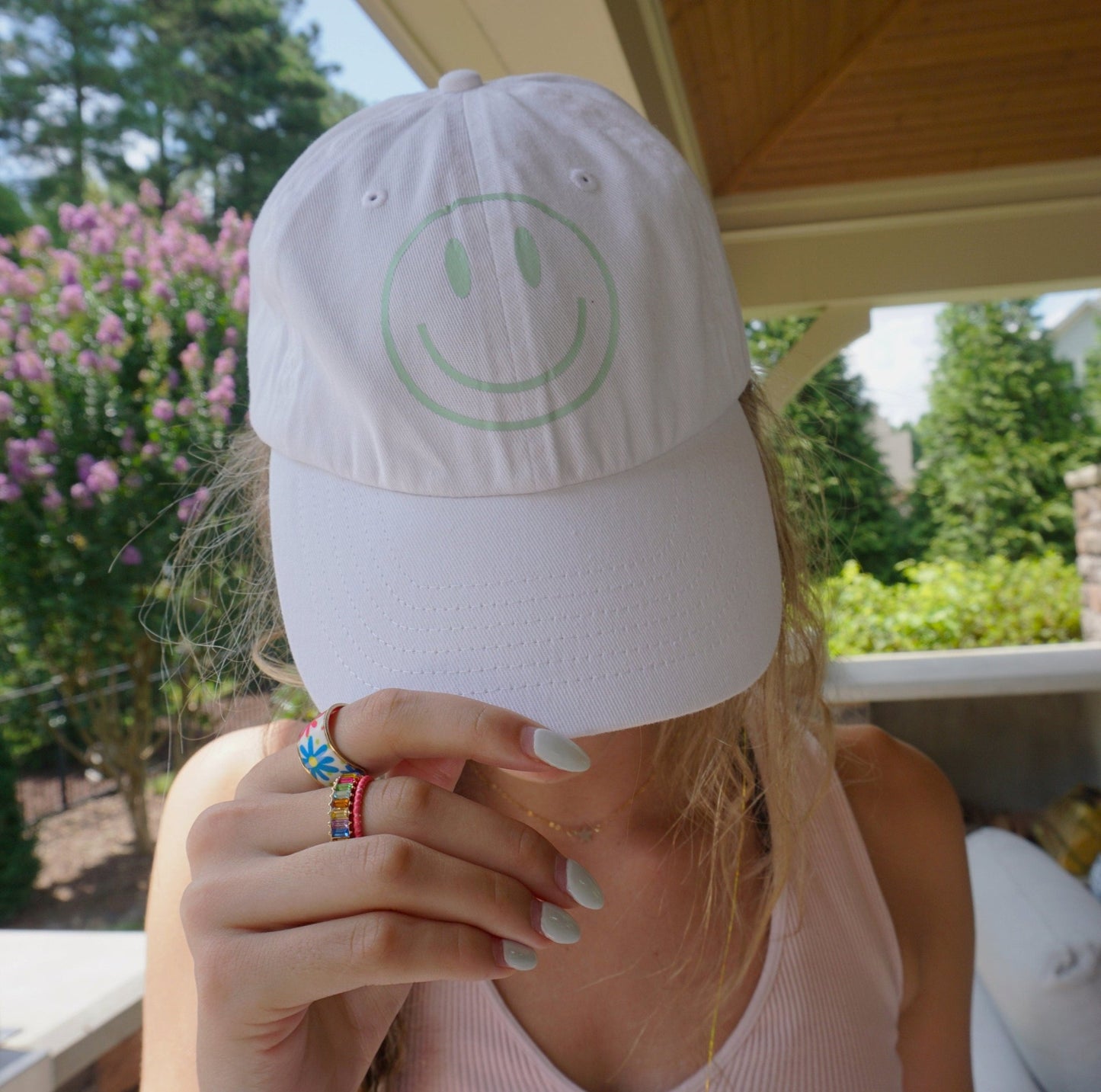 Smiley Face Dad Hat | Custom Smiley Face Baseball Hat | Retro Smile Dad Hat - ChambrayandSandCustomGifts