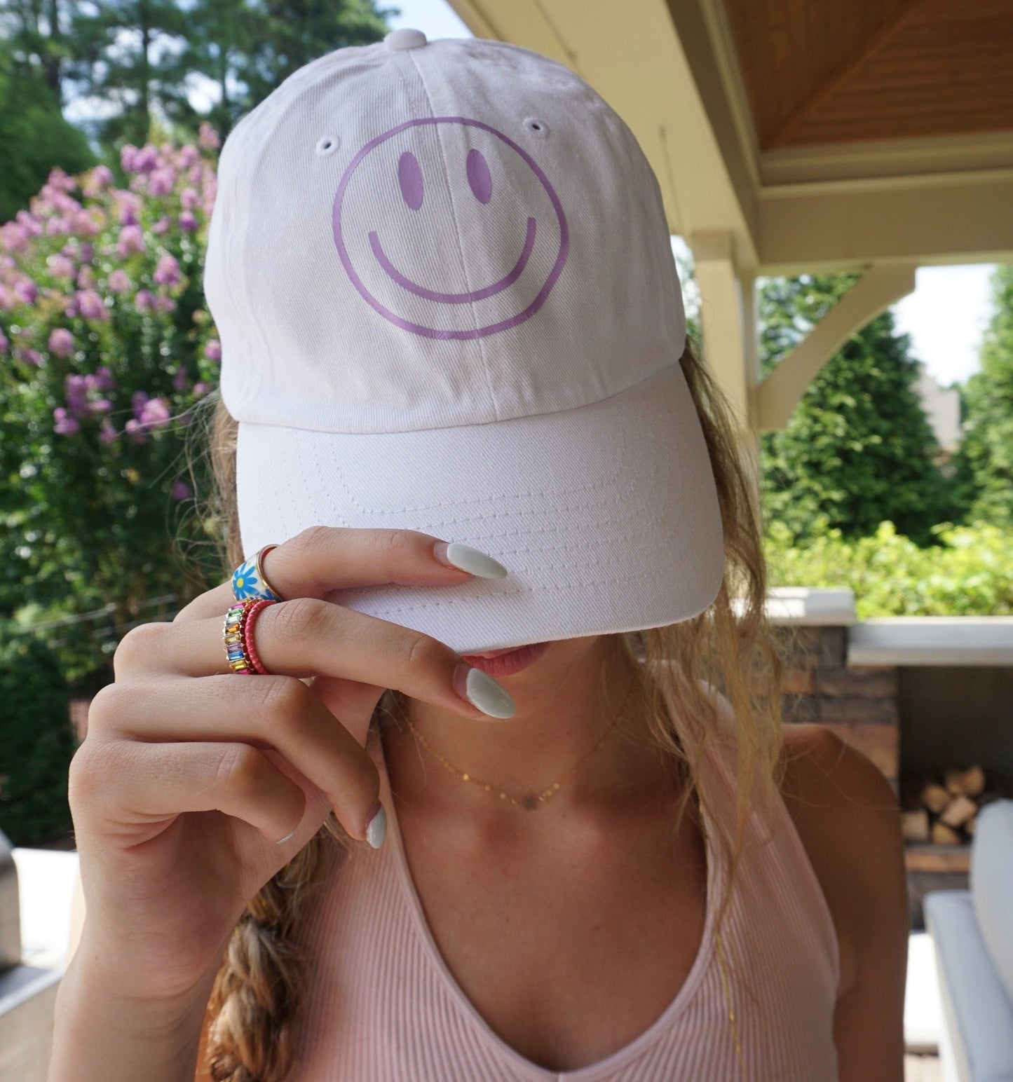 Smiley Face Dad Hat | Custom Smiley Face Baseball Hat | Retro Smile Dad Hat - ChambrayandSandCustomGifts