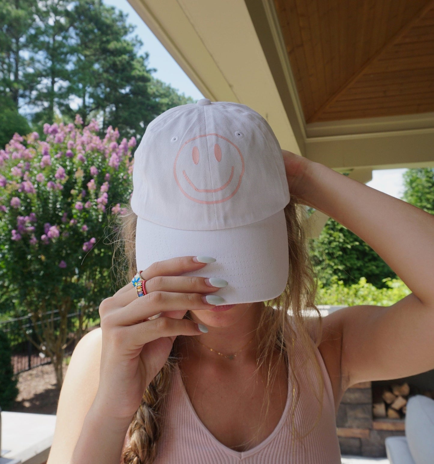 Smiley Face Dad Hat | Custom Smiley Face Baseball Hat | Retro Smile Dad Hat - ChambrayandSandCustomGifts