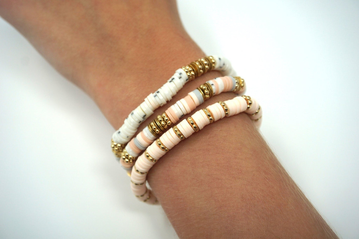 Stack Bracelet Set | The Sand Collection | Handmade Heishi Bead Stack - ChambrayandSandCustomGifts