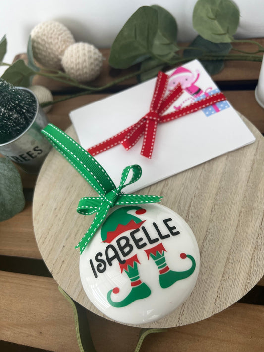 Christmas Elf Ornament Personalized Gift with Bonus Note Cards - ChambrayandSandCustomGifts