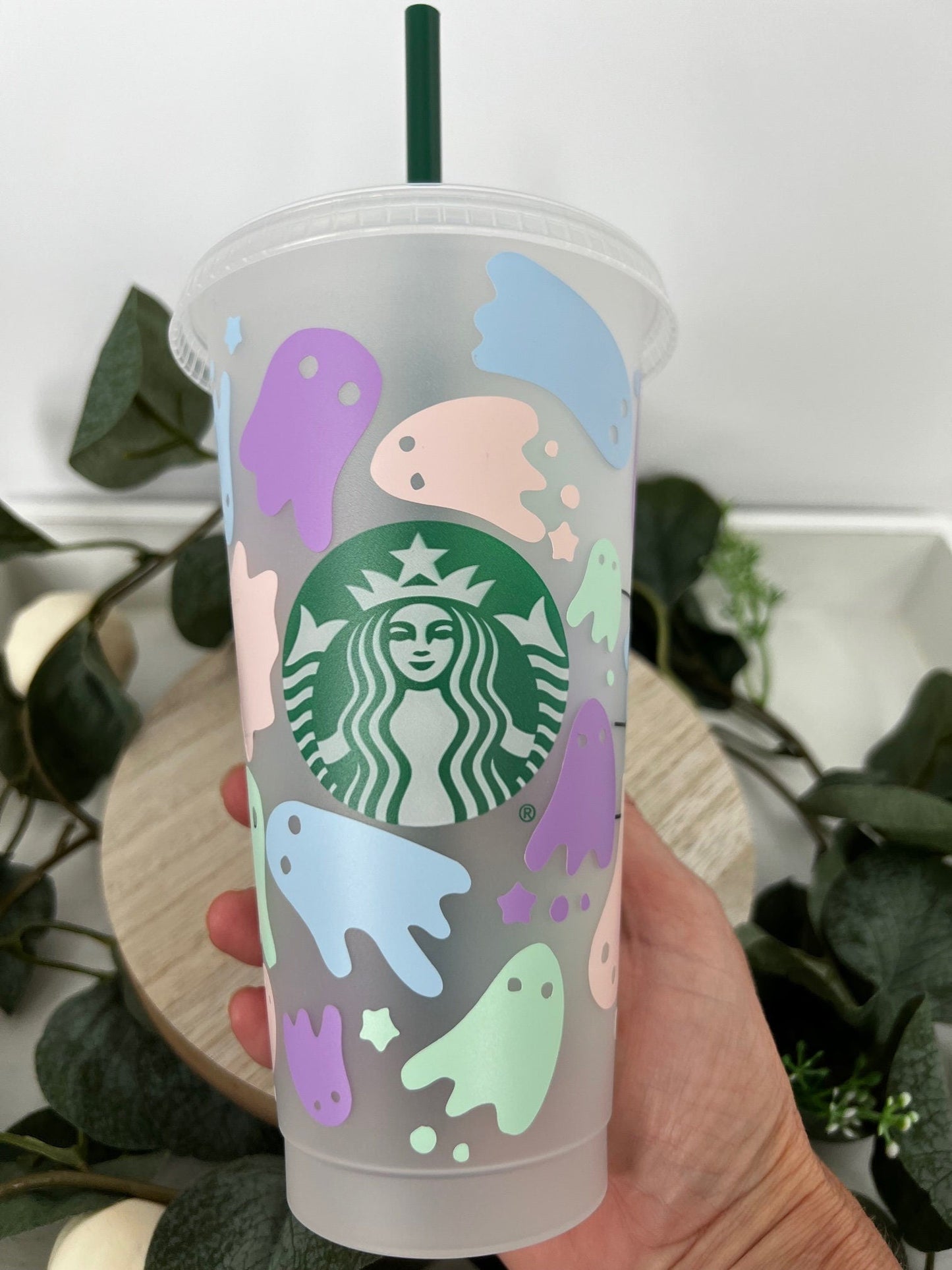 Reusable Halloween Ghost Wrap Starbucks Cup 24oz - ChambrayandSandCustomGifts