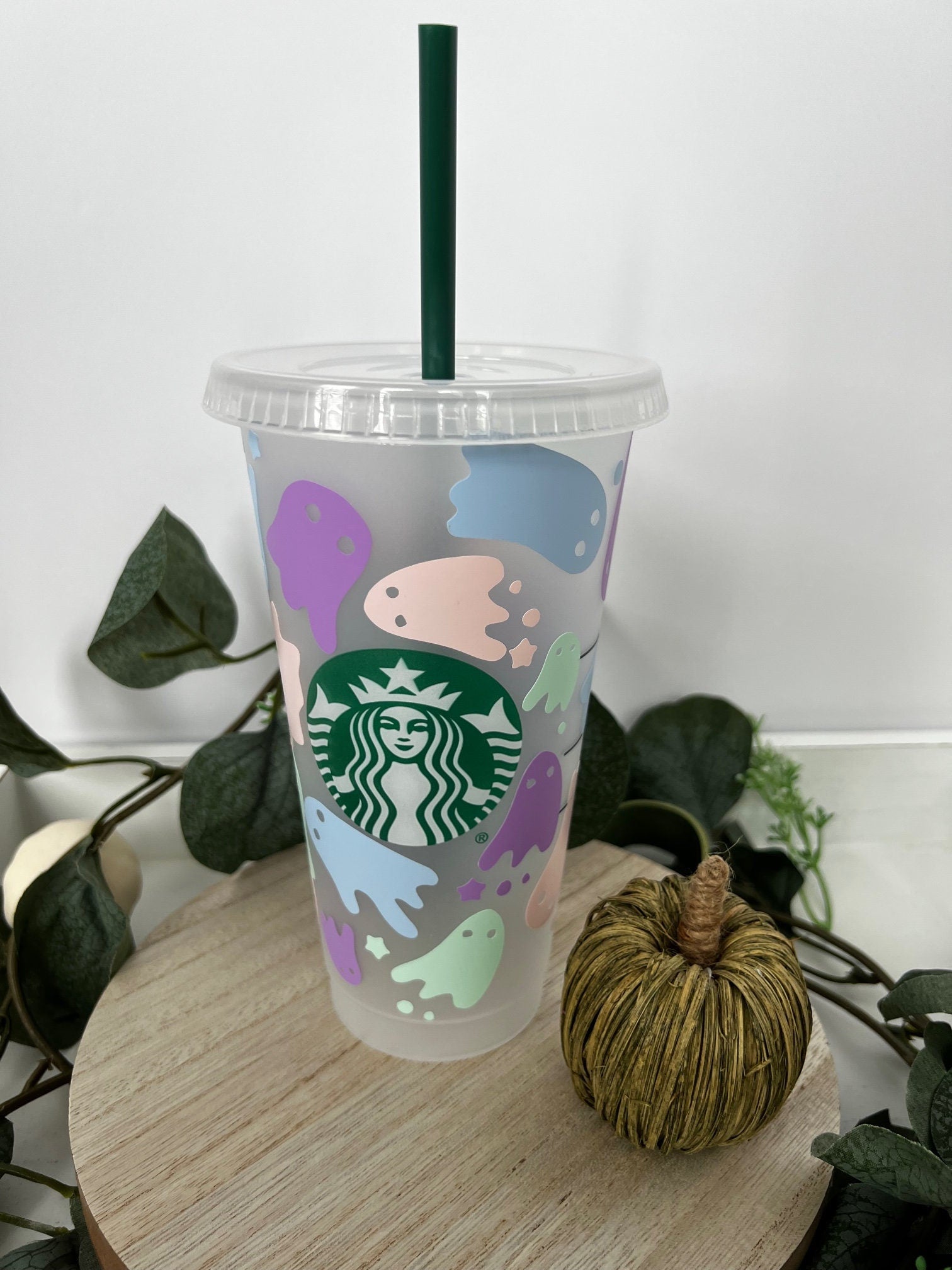 Reusable Halloween Ghost Wrap Starbucks Cup 24oz - ChambrayandSandCustomGifts