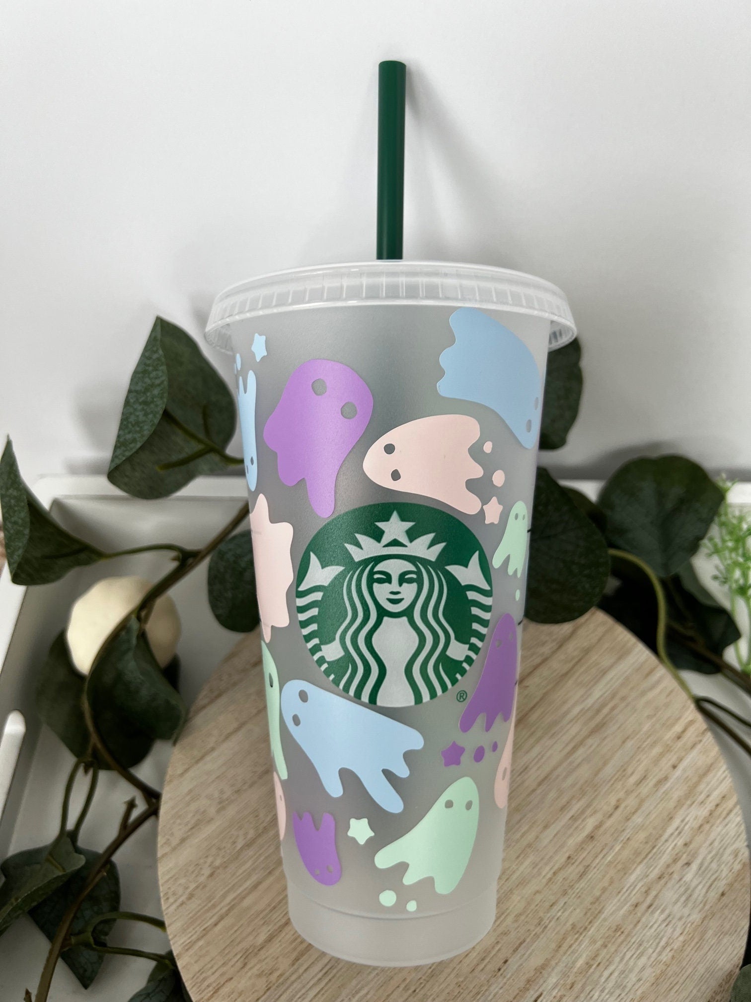 Reusable Halloween Ghost Wrap Starbucks Cup 24oz - ChambrayandSandCustomGifts