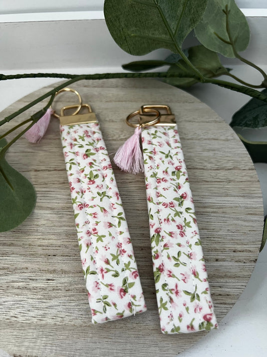 Handmade 6" Quilted Key Fob Wristlet in Cotton Fabric - ChambrayandSandCustomGifts