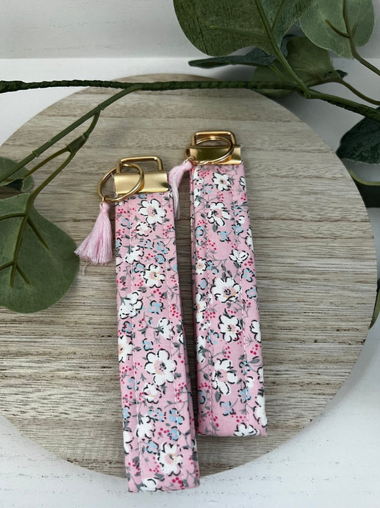 Handmade 6" Quilted Key Fob Wristlet in Cotton Fabric - ChambrayandSandCustomGifts