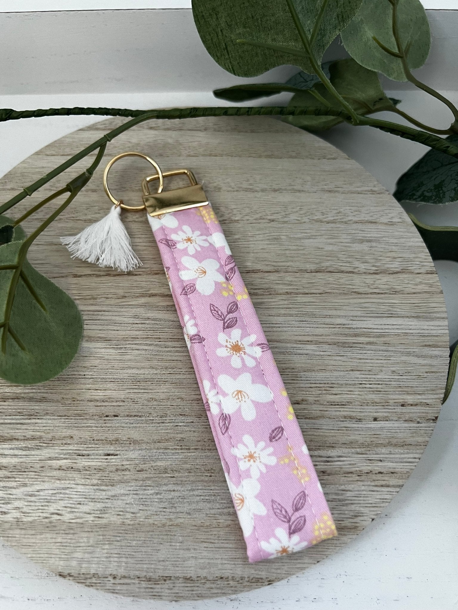 Handmade 6" Quilted Key Fob Wristlet in Cotton Fabric - ChambrayandSandCustomGifts