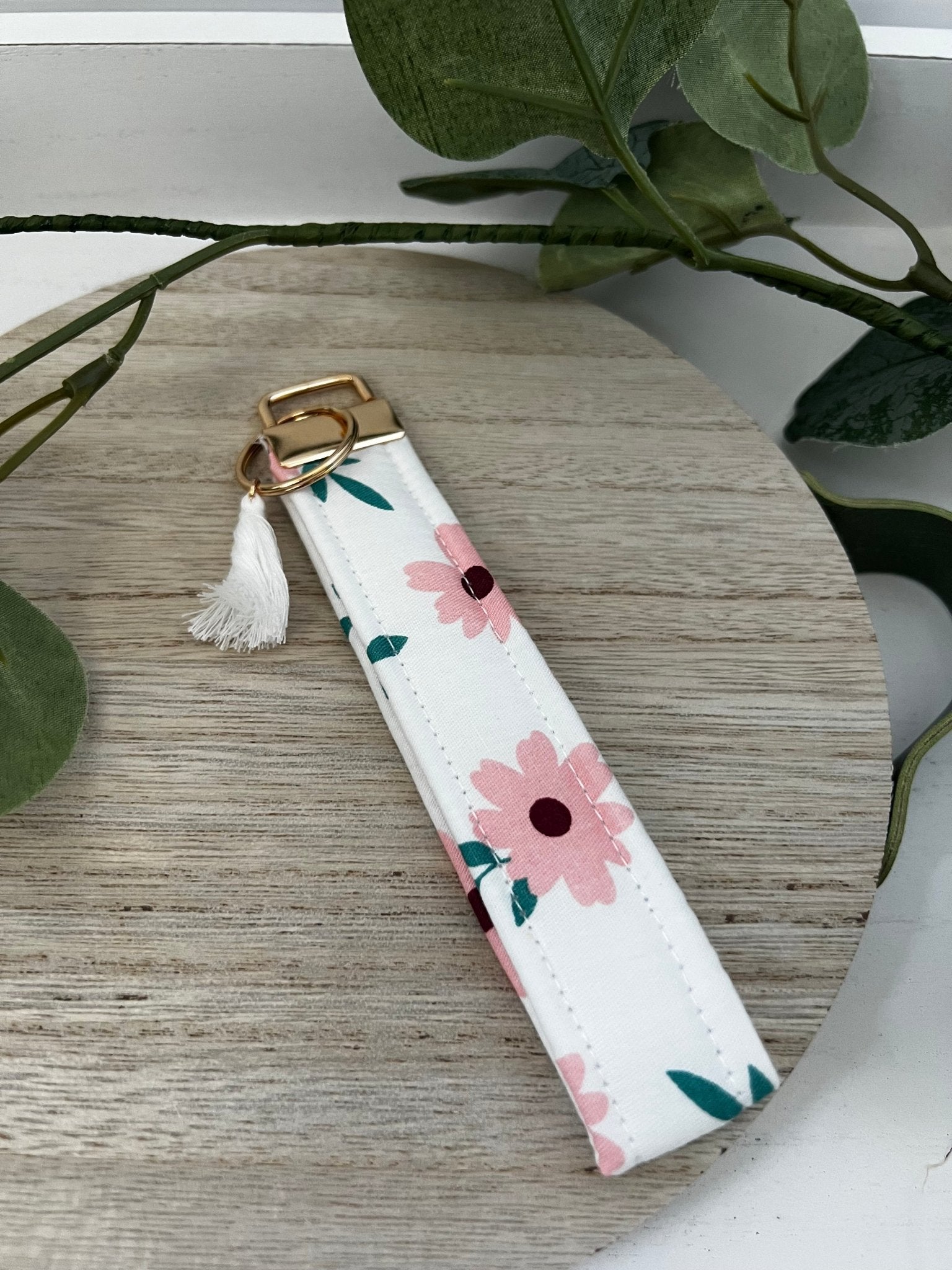 Handmade 6" Quilted Key Fob Wristlet in Cotton Fabric - ChambrayandSandCustomGifts
