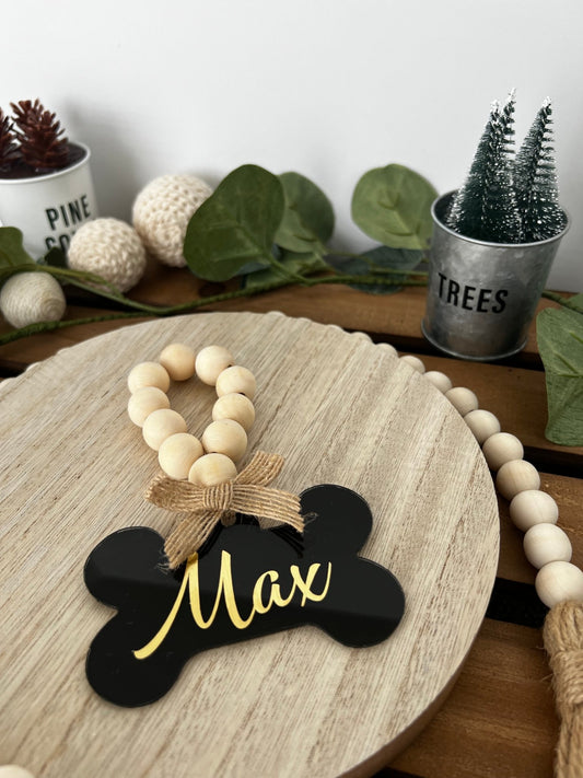 Personalized Acrylic Dog Bone Tree Ornament - Custom Pet Name Christmas Decor - ChambrayandSandCustomGifts