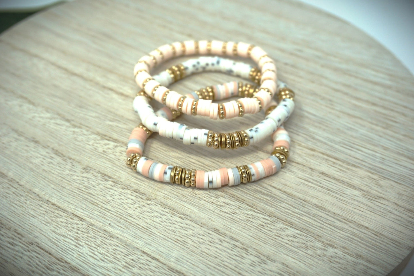 Stack Bracelet Set | The Sand Collection | Handmade Heishi Bead Stack - ChambrayandSandCustomGifts